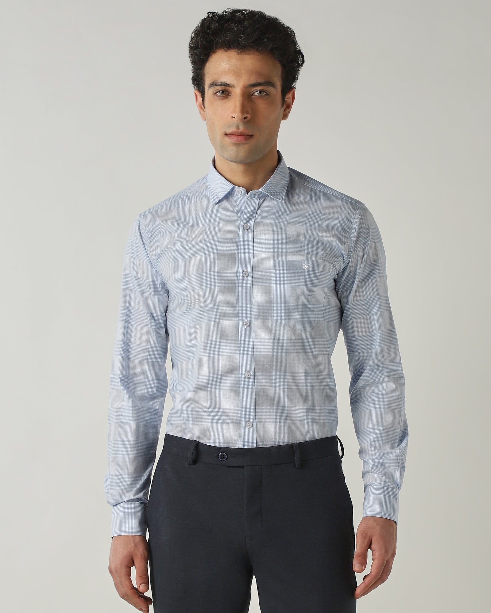 Shirt Blue/White Slim Fit 100% Cotton