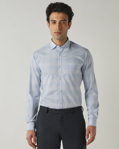 Shirt Blue/White Slim Fit 100% Cotton