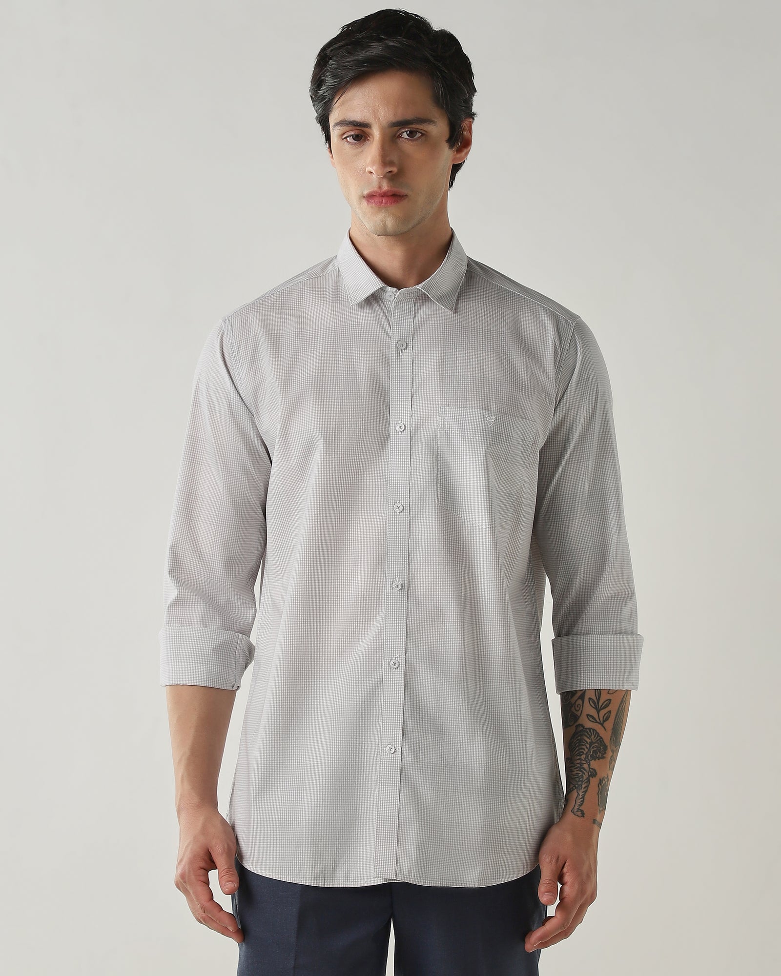 Slim Fit Shirt Light Grey/White