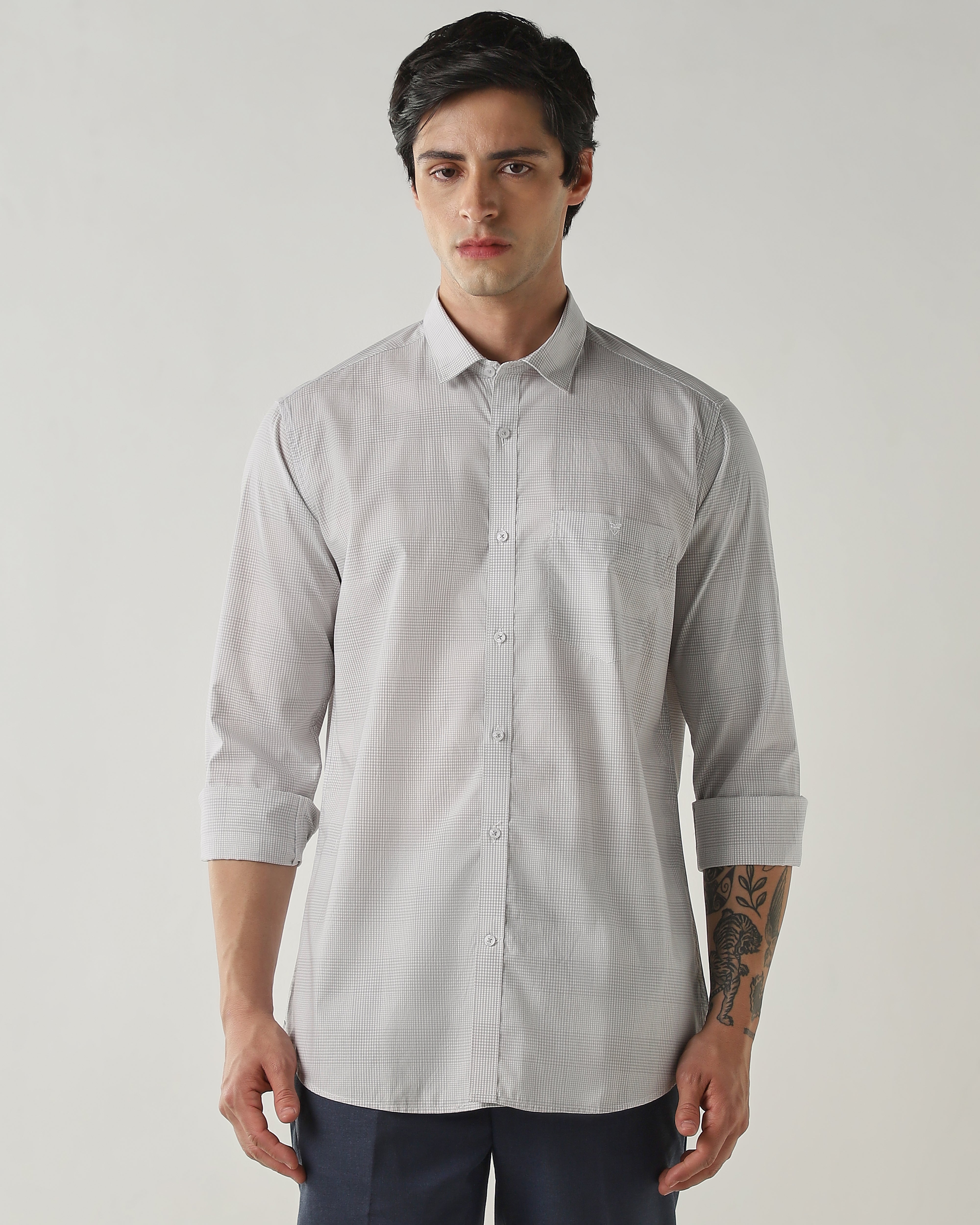 Slim Fit Shirt Light Grey/White