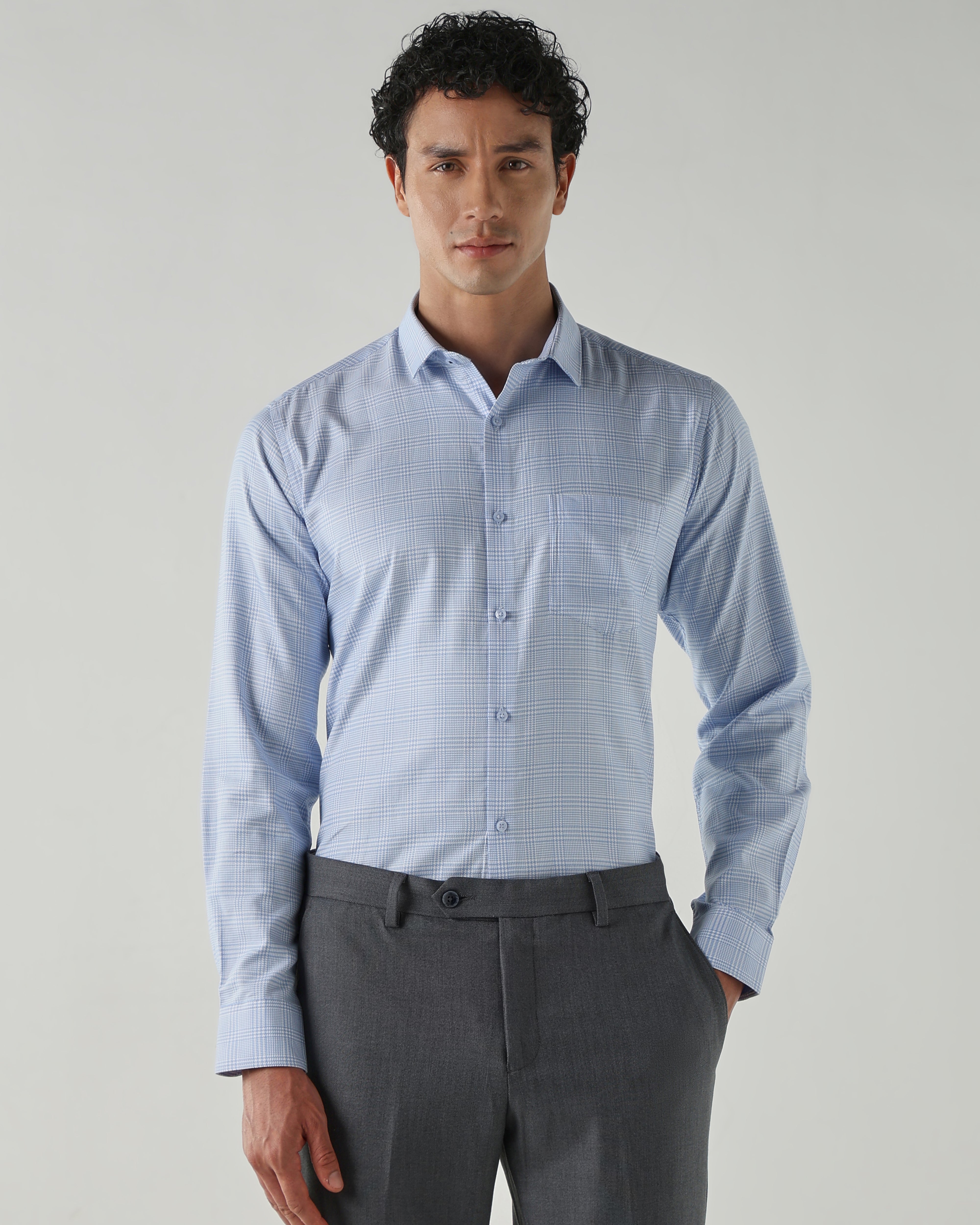 Men Slim Fit Shirts Blue
