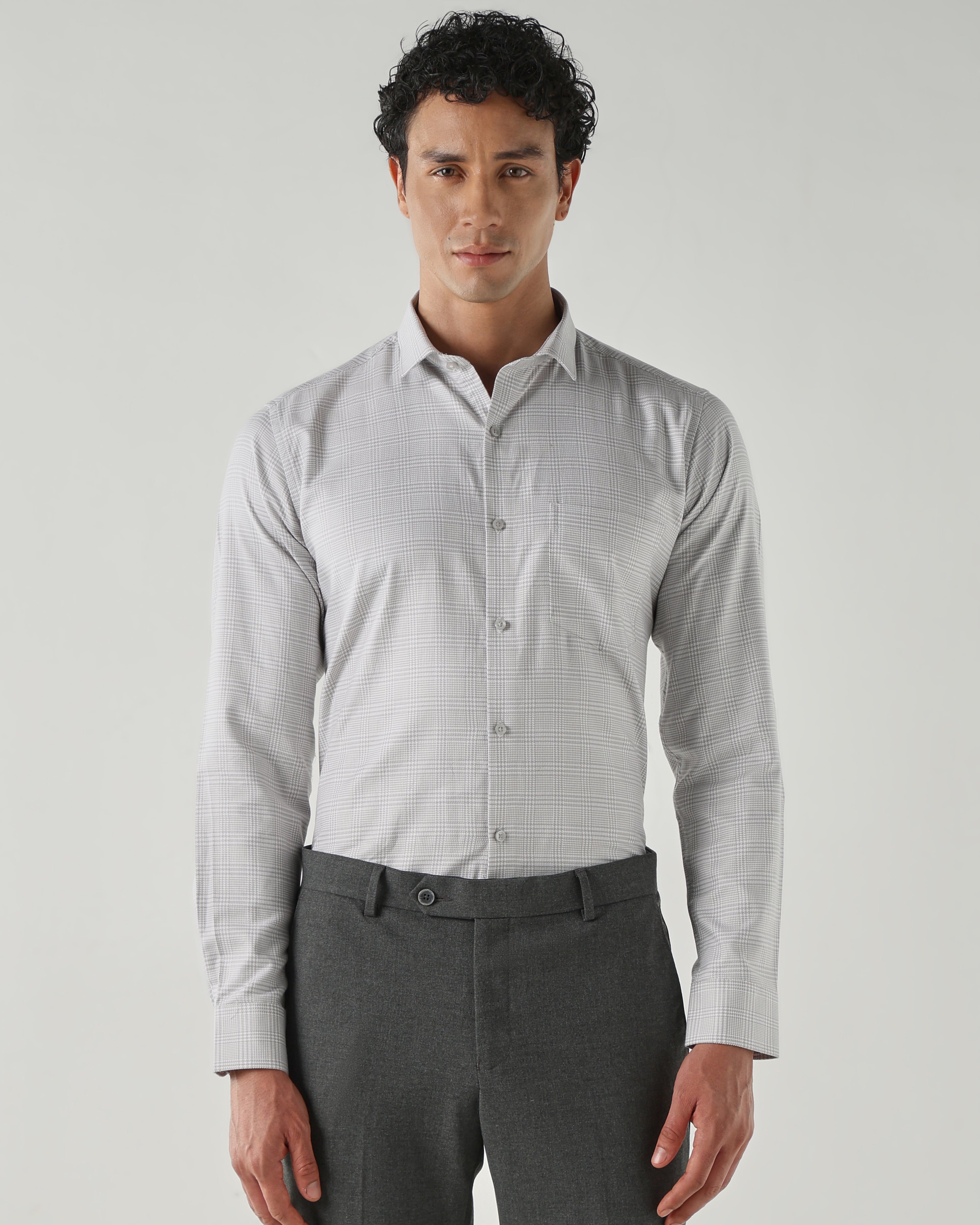 Men Slim Fit Shirts Grey