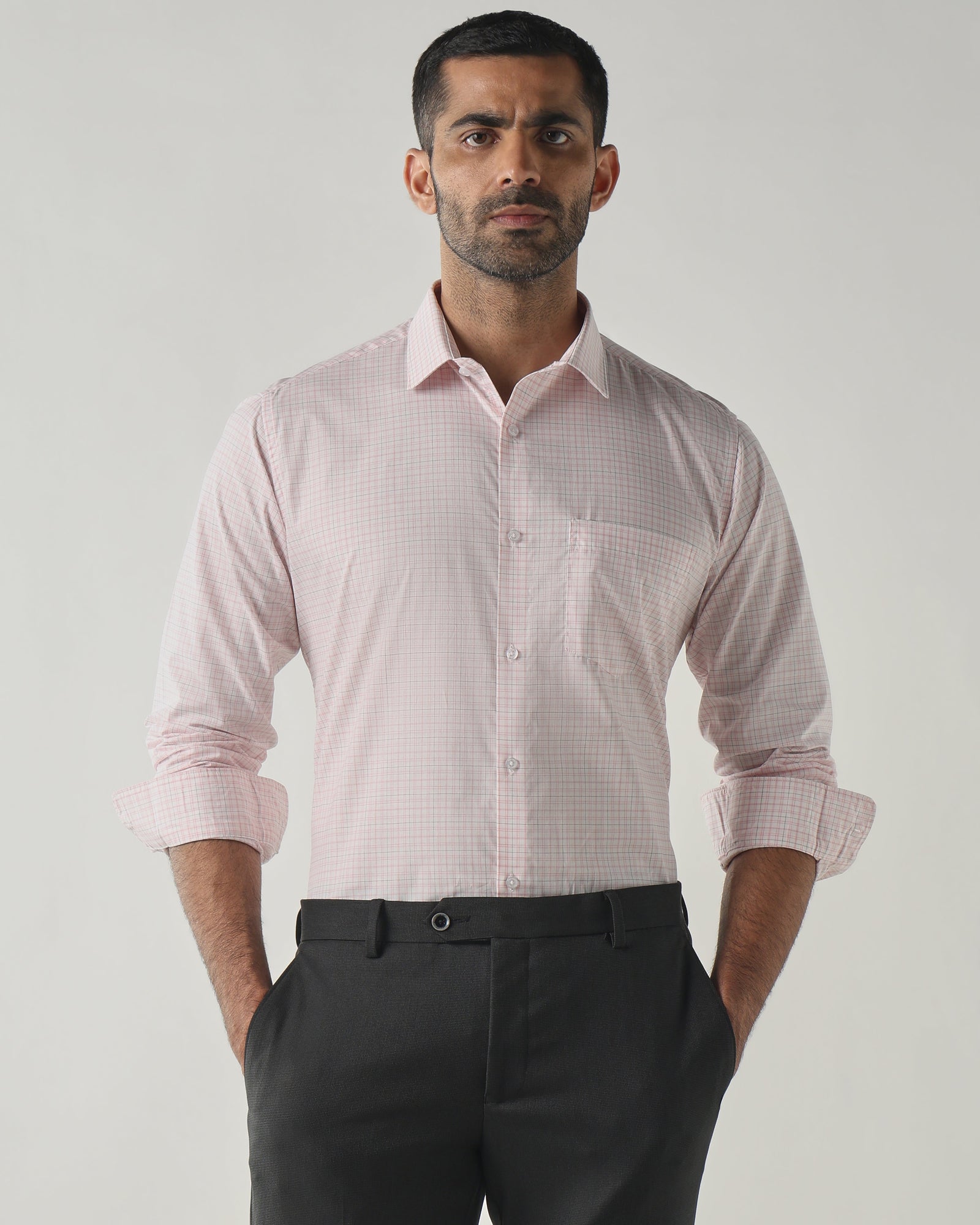 Pink/White Slim Fit Formal Essential Shirts
