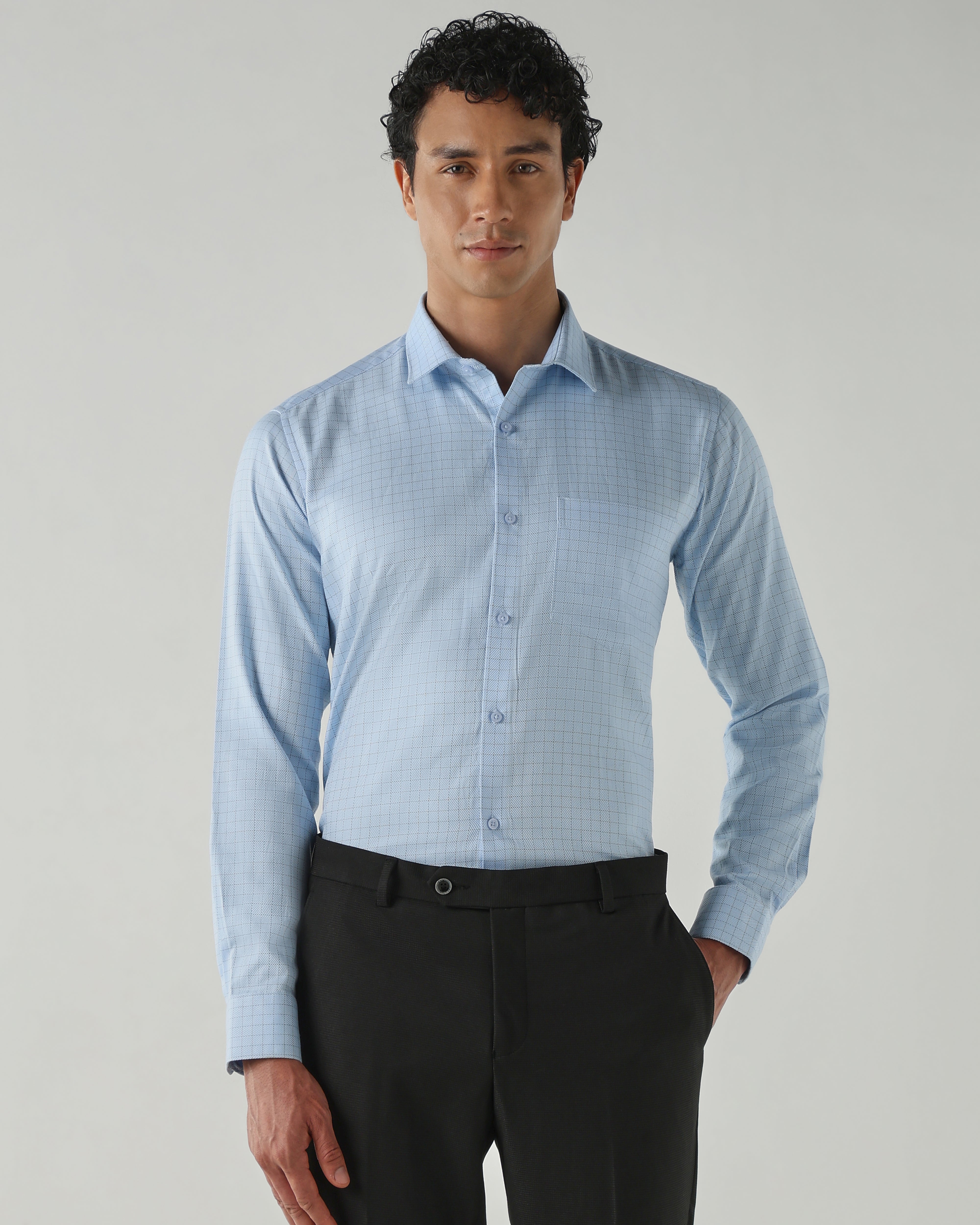 Men Slim Fit Shirts Blue