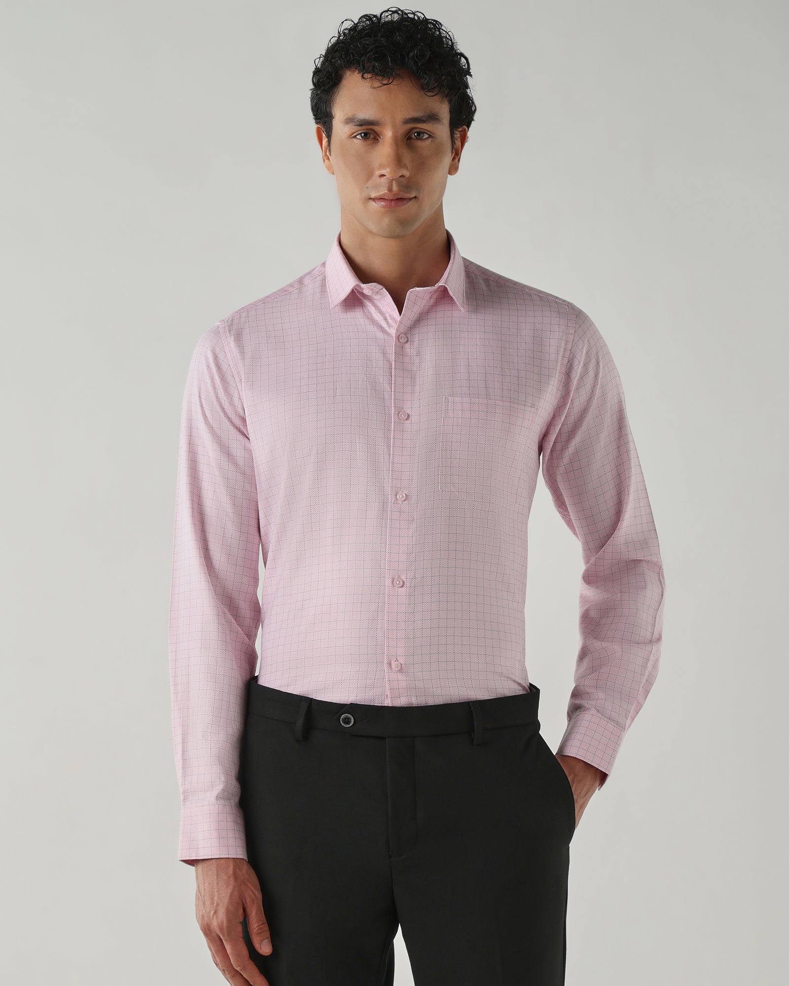 Men Slim Fit Shirts Pink