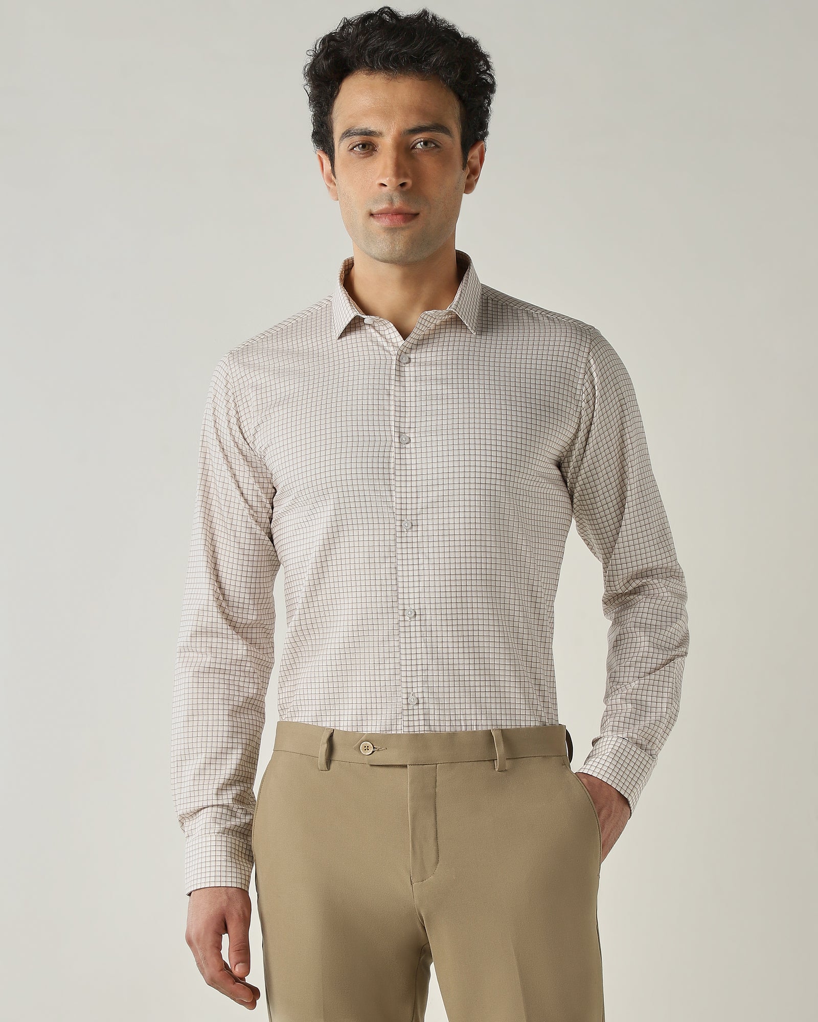Shirt Beige Slim Fit 100% Cotton