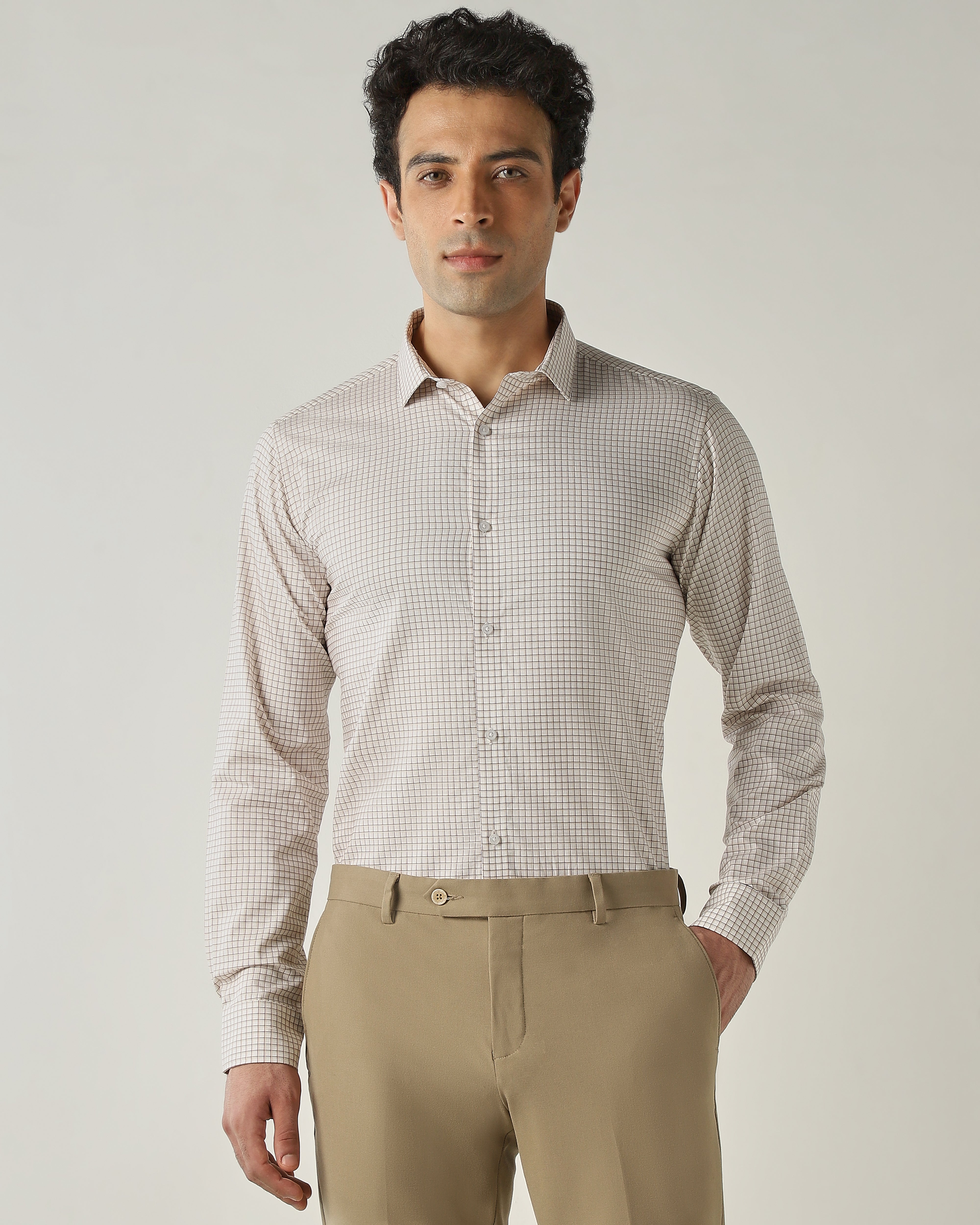 Shirt Beige Slim Fit 100% Cotton