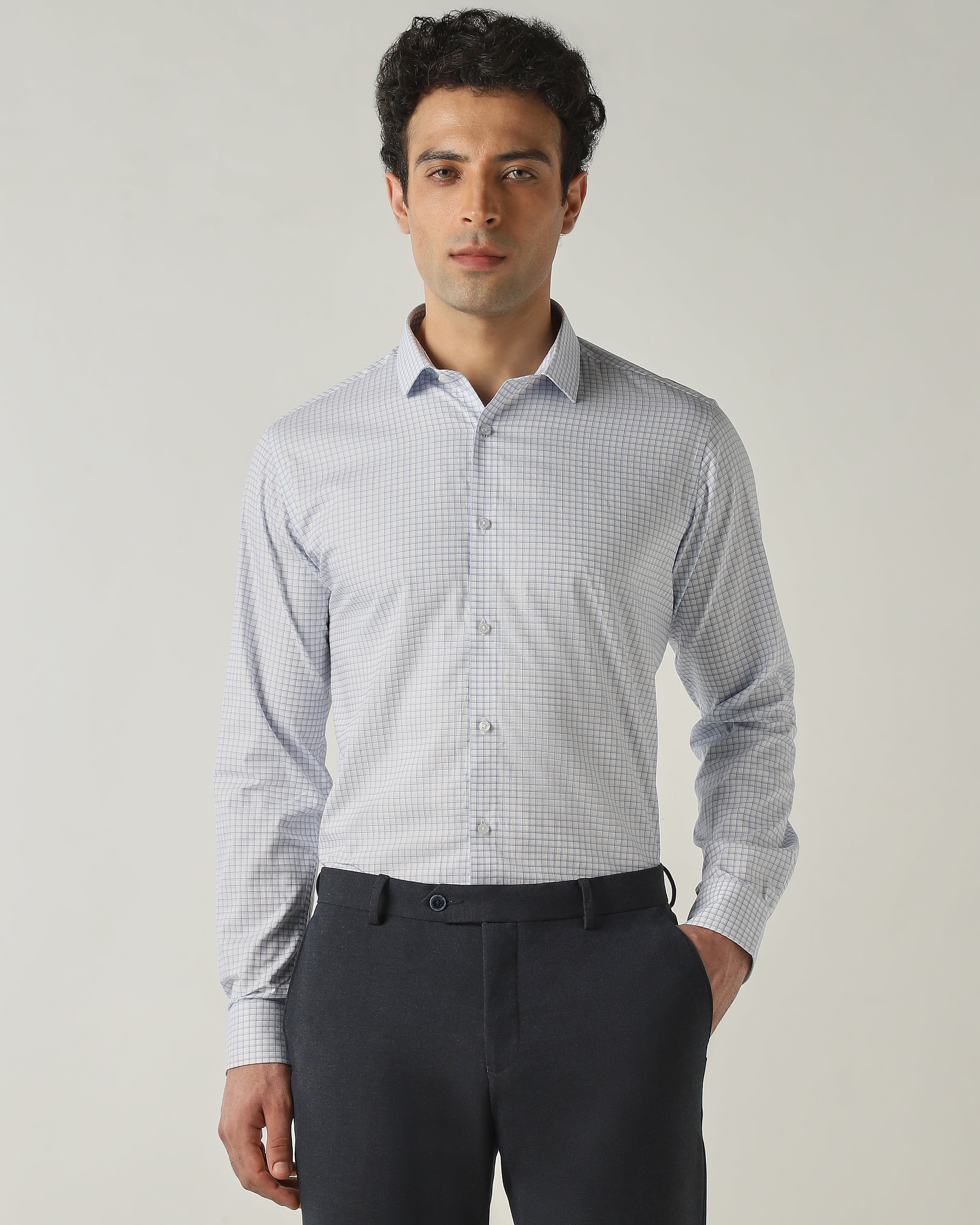 Shirt Blue Slim Fit 100% Cotton