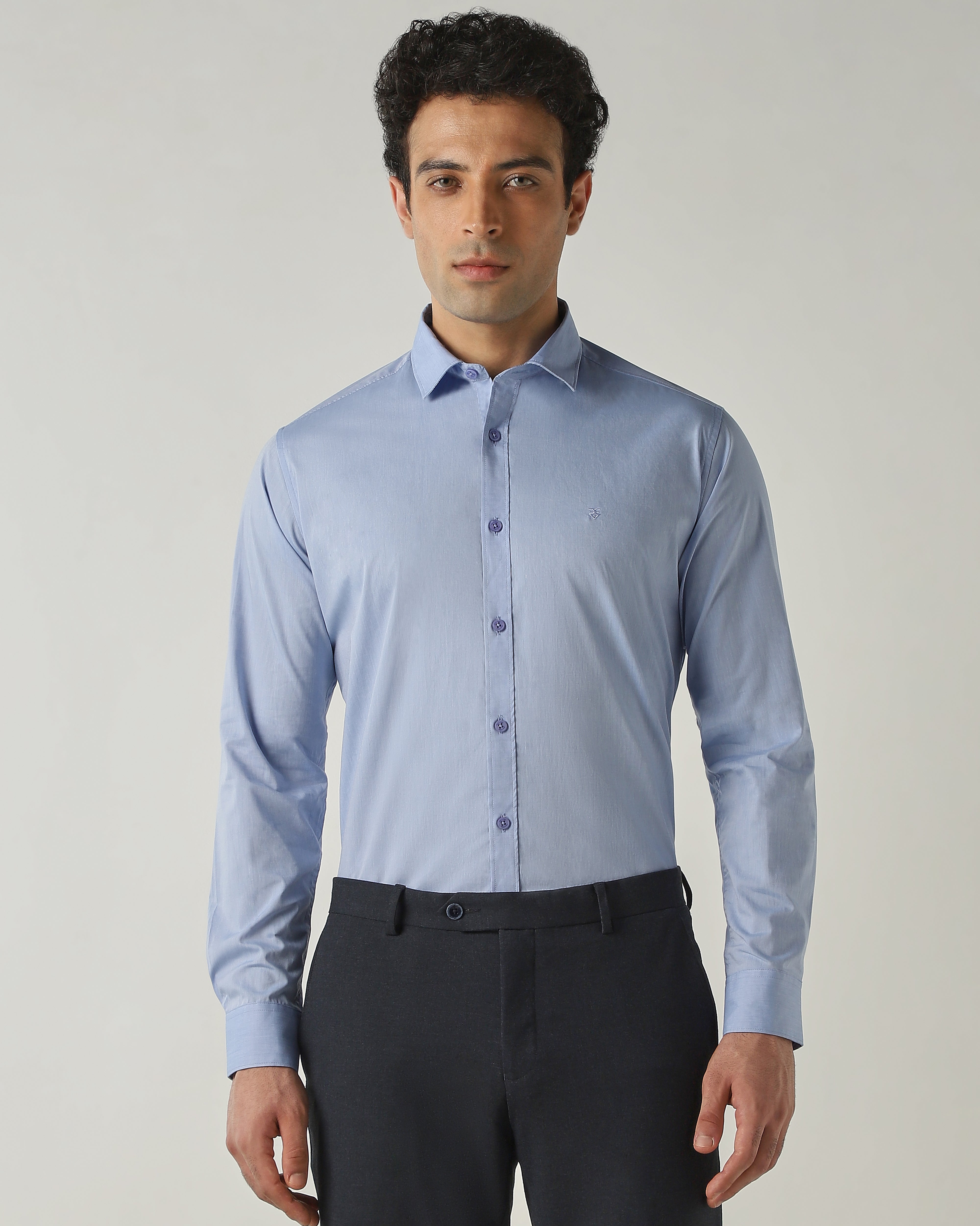Shirt Sky Blue Slim Fit 100% Cotton