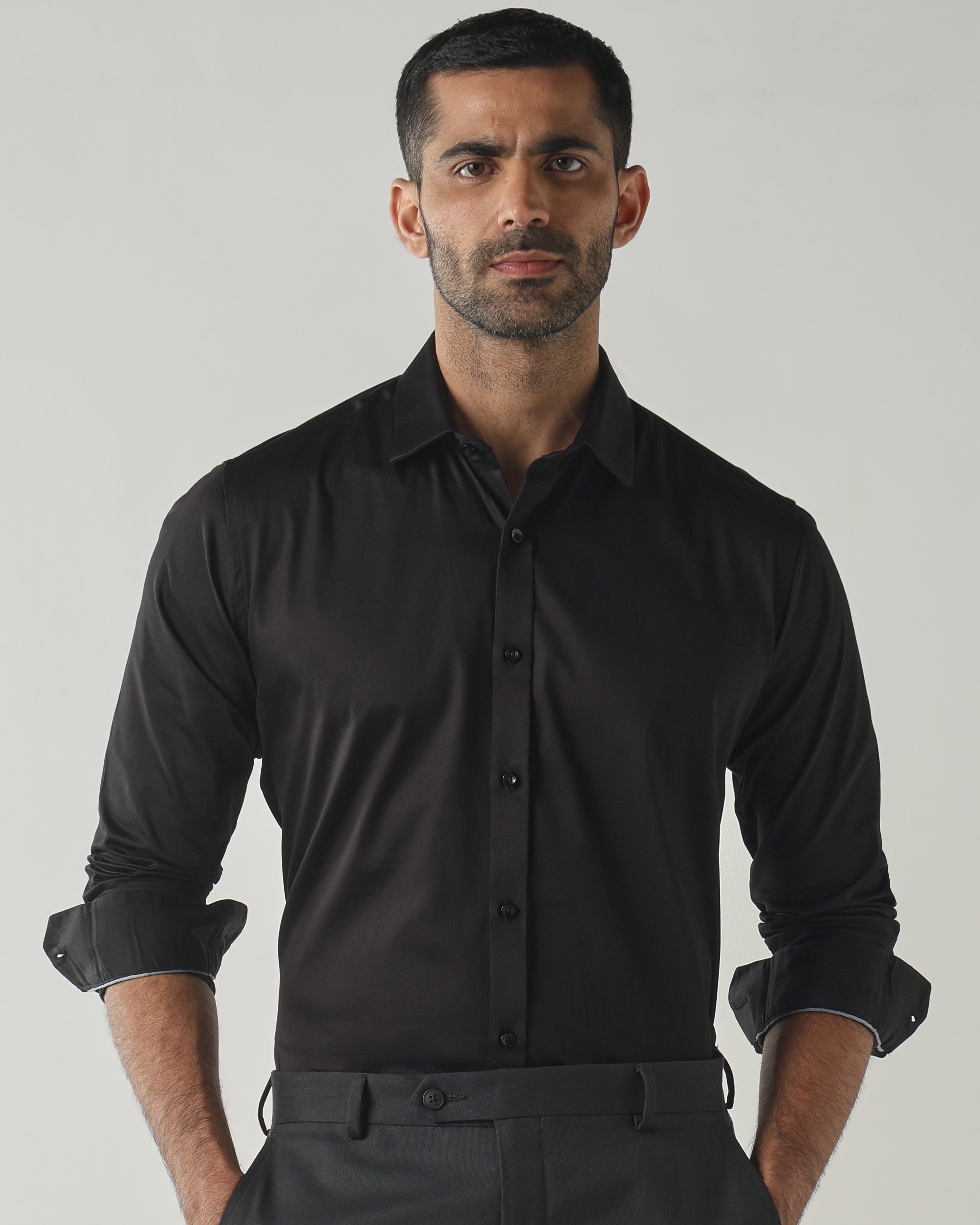 Black Slim fit Fashion Formal Shirts