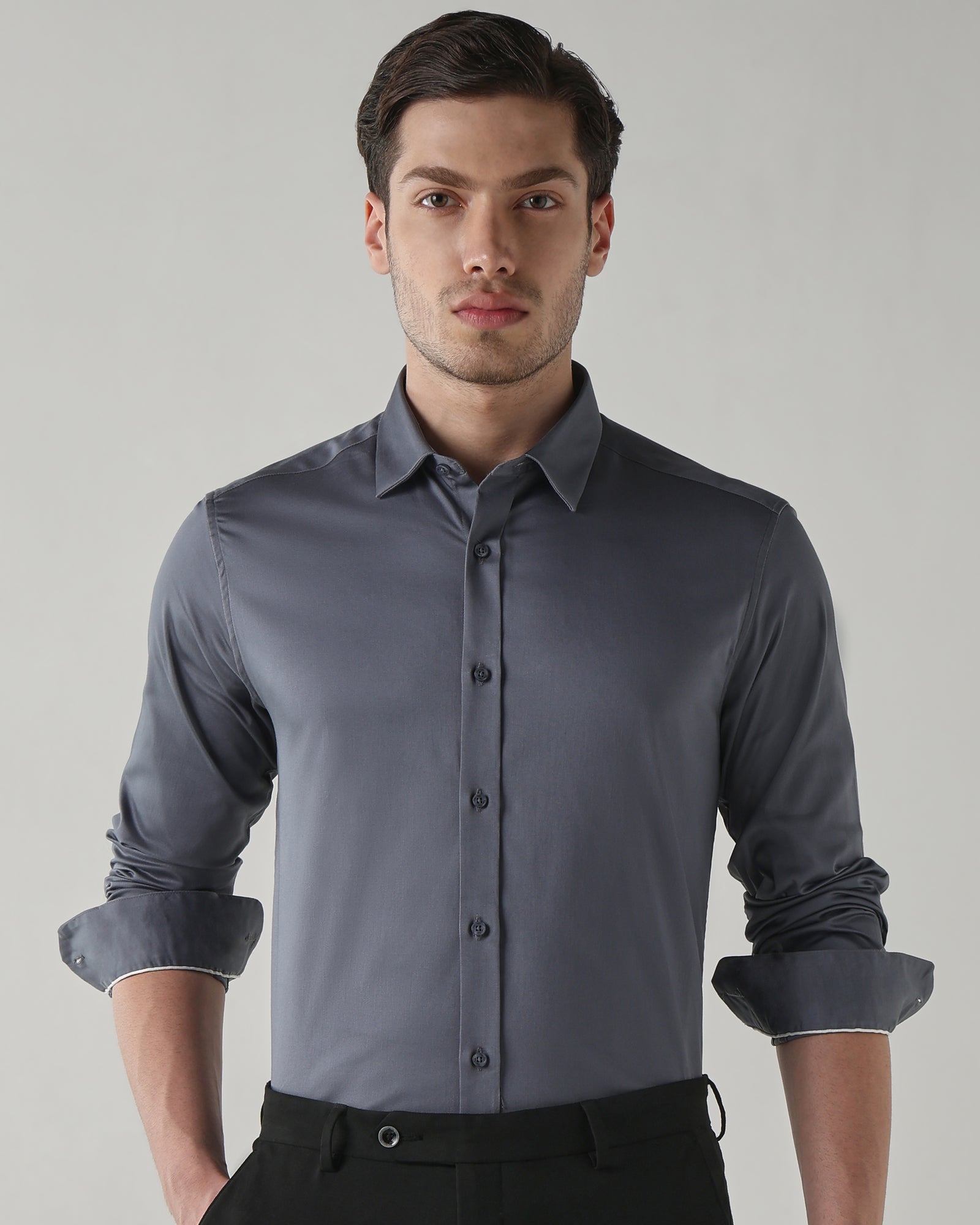 Men Regular Fit Shirt Mercury Grey