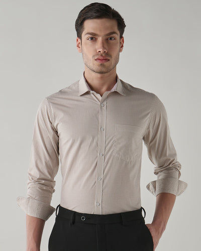 Men Regular Fit Shirt White/Brown