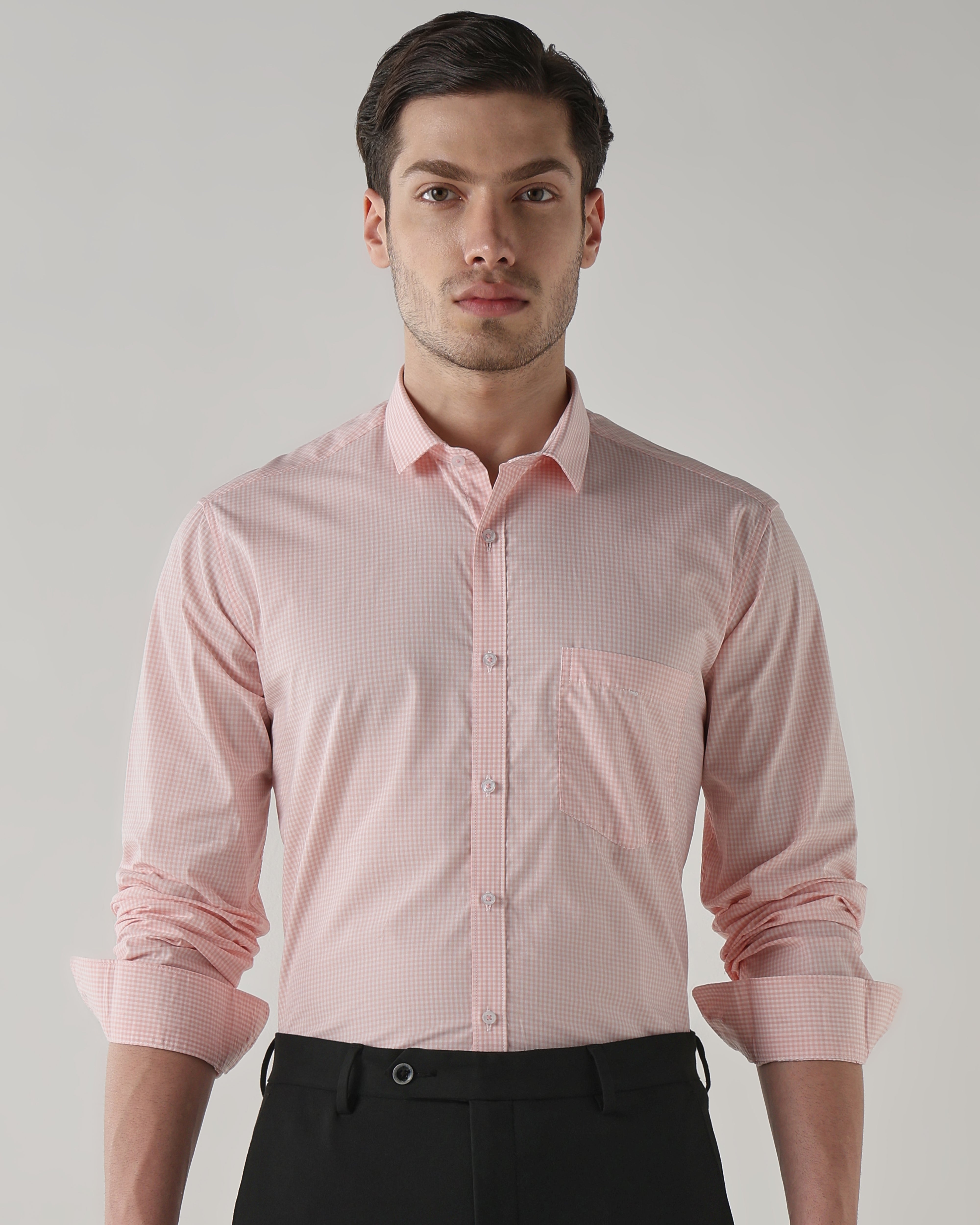 Men Regular Fit Shirt White/Light Orange