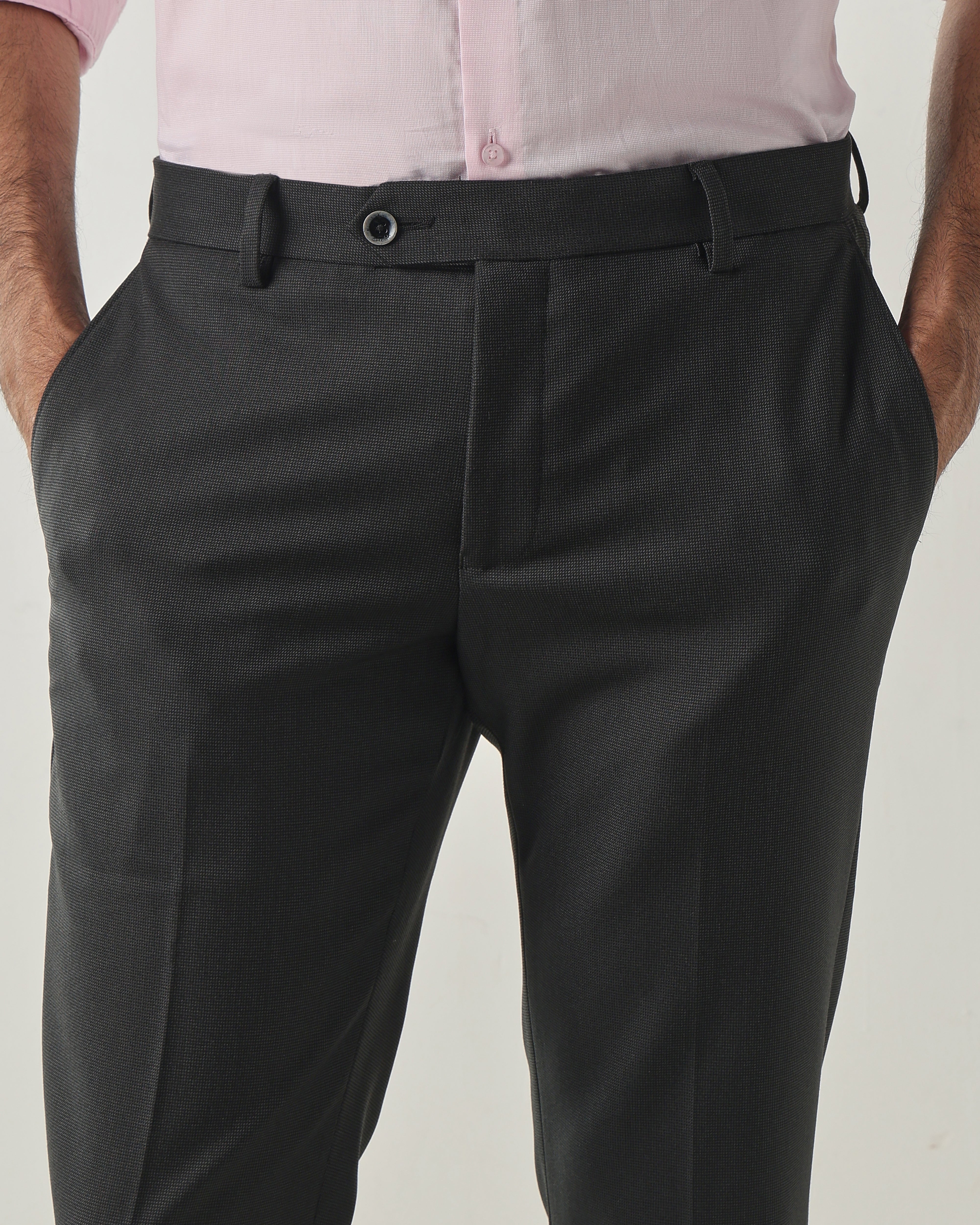 Black Tailor Fit Fashion Formal Trousers