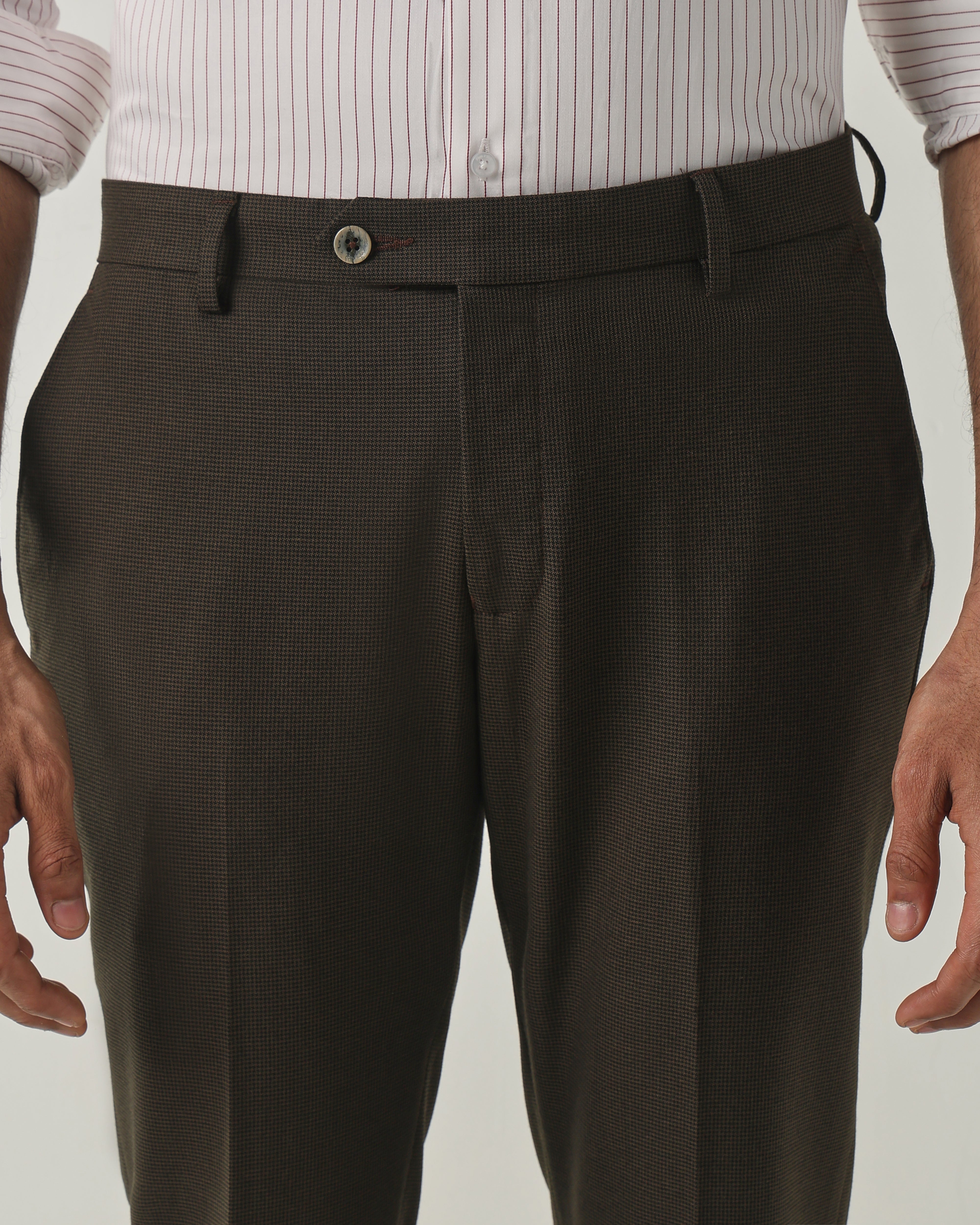 Olive Tailor Fit Fashion Formal Trousers