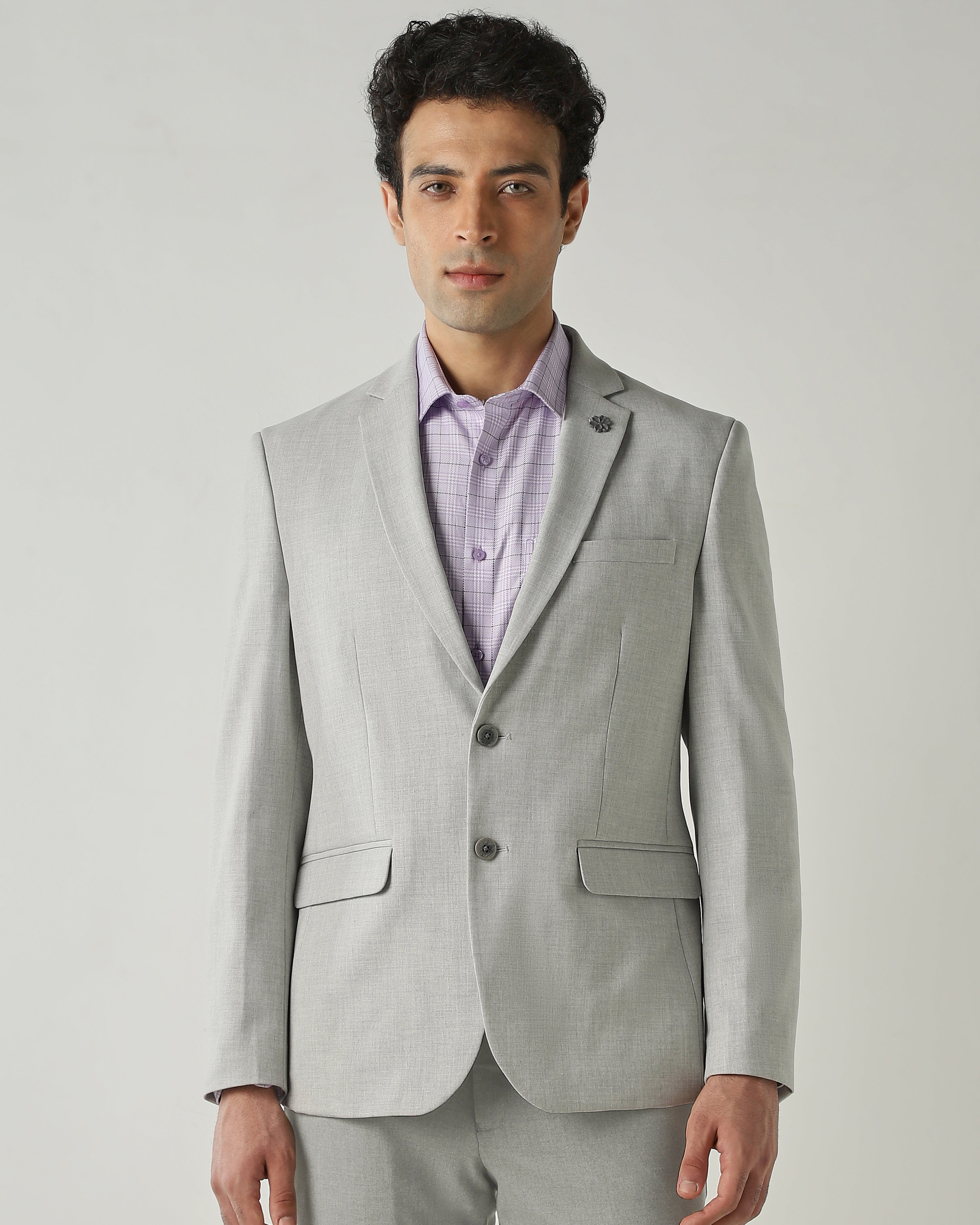 Blazer Lt Grey Tailor Fit Polyviscose