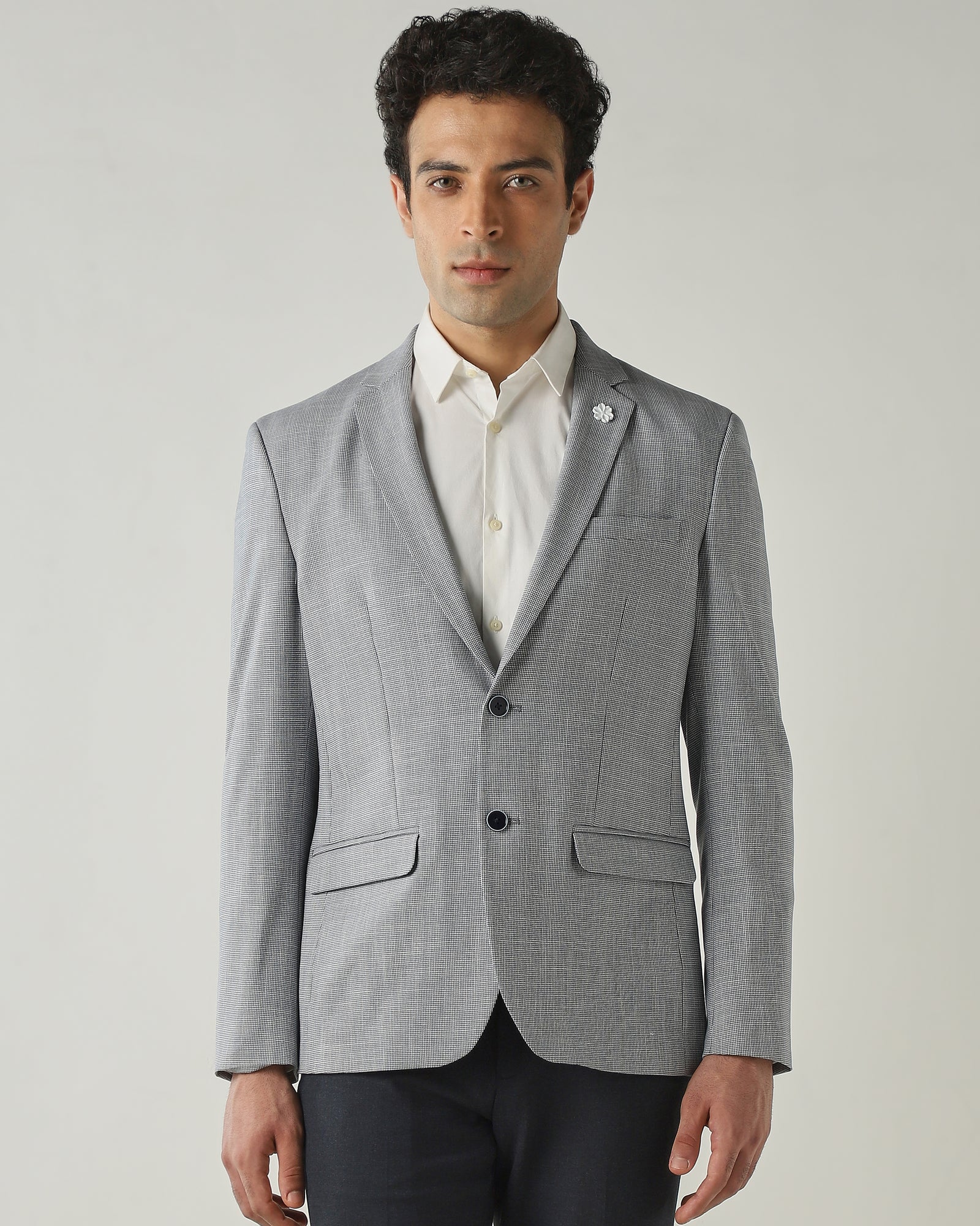 Blazer Blue Slim Fit Polyviscose
