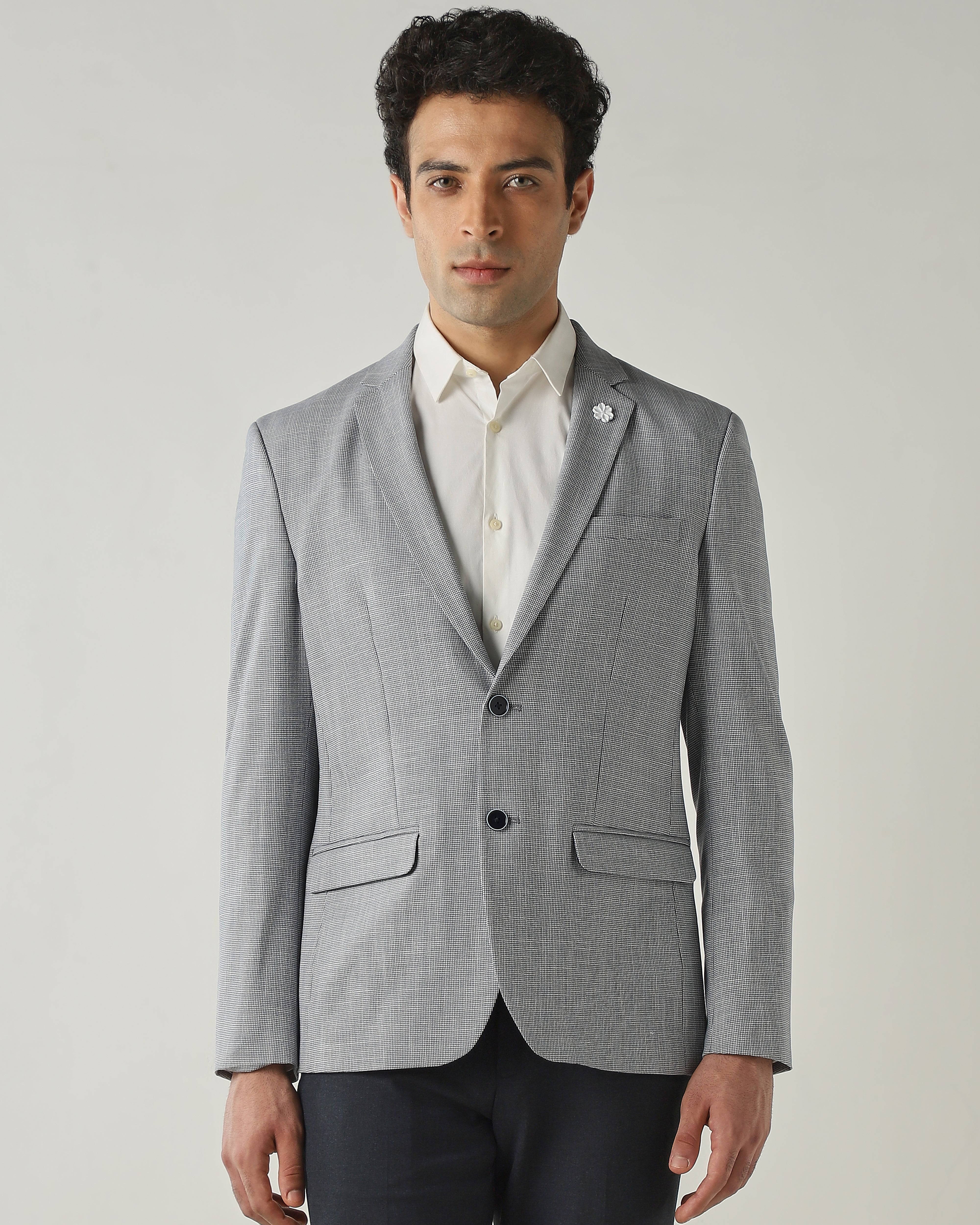 Blazer Blue Slim Fit Polyviscose