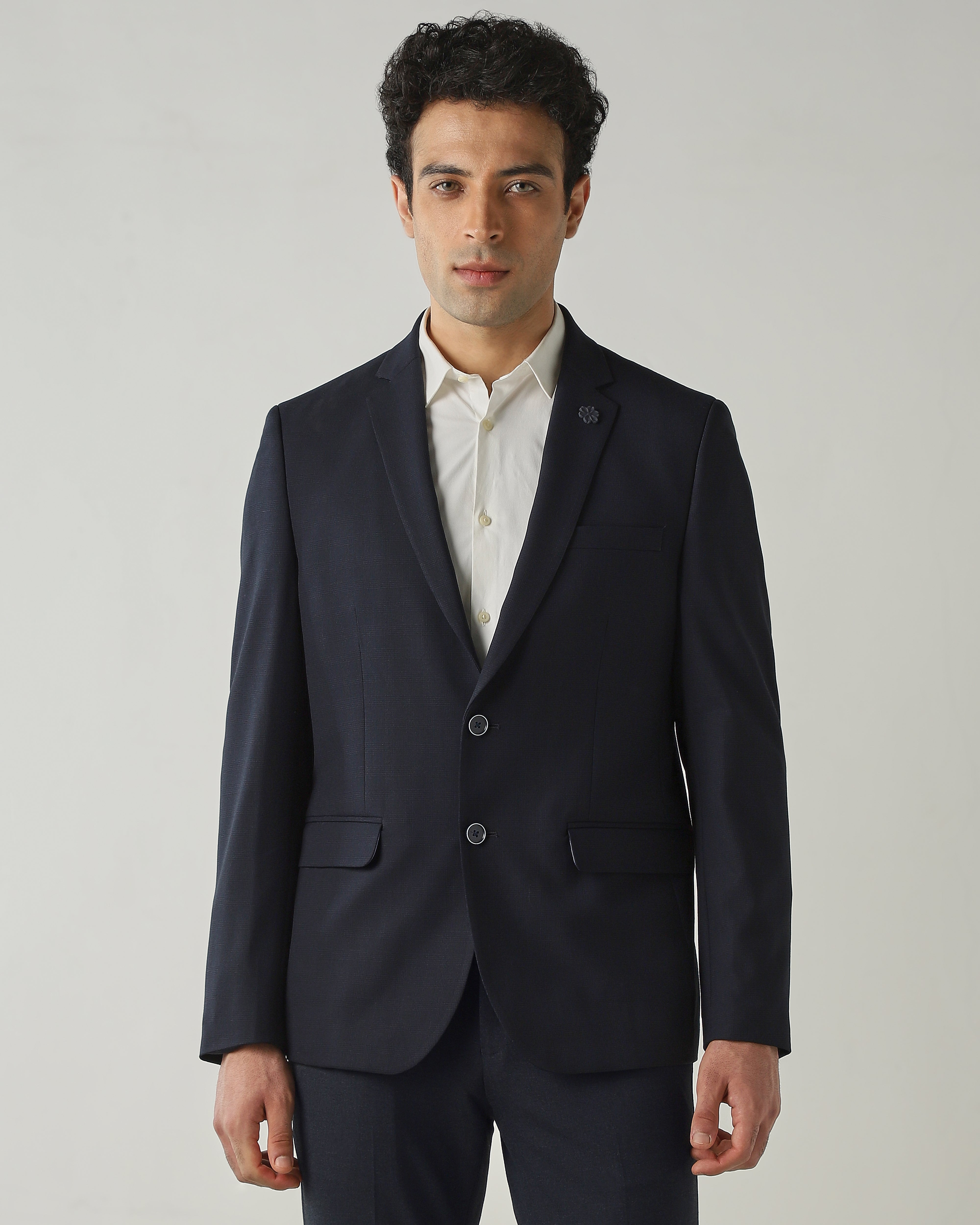 Blazer Navy Regular Fit Polyviscose