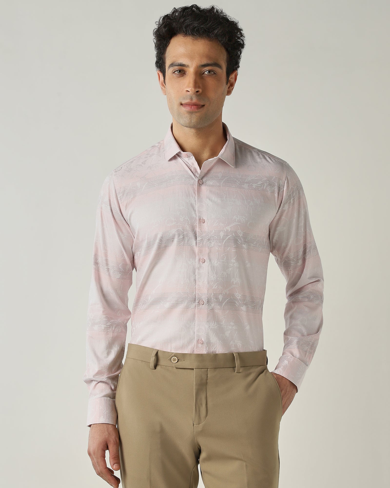Shirt Pink Slim Fit 100% Cotton