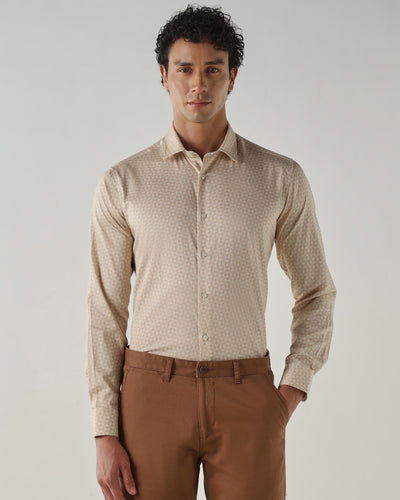 Men Slim Fit Shirts Cream