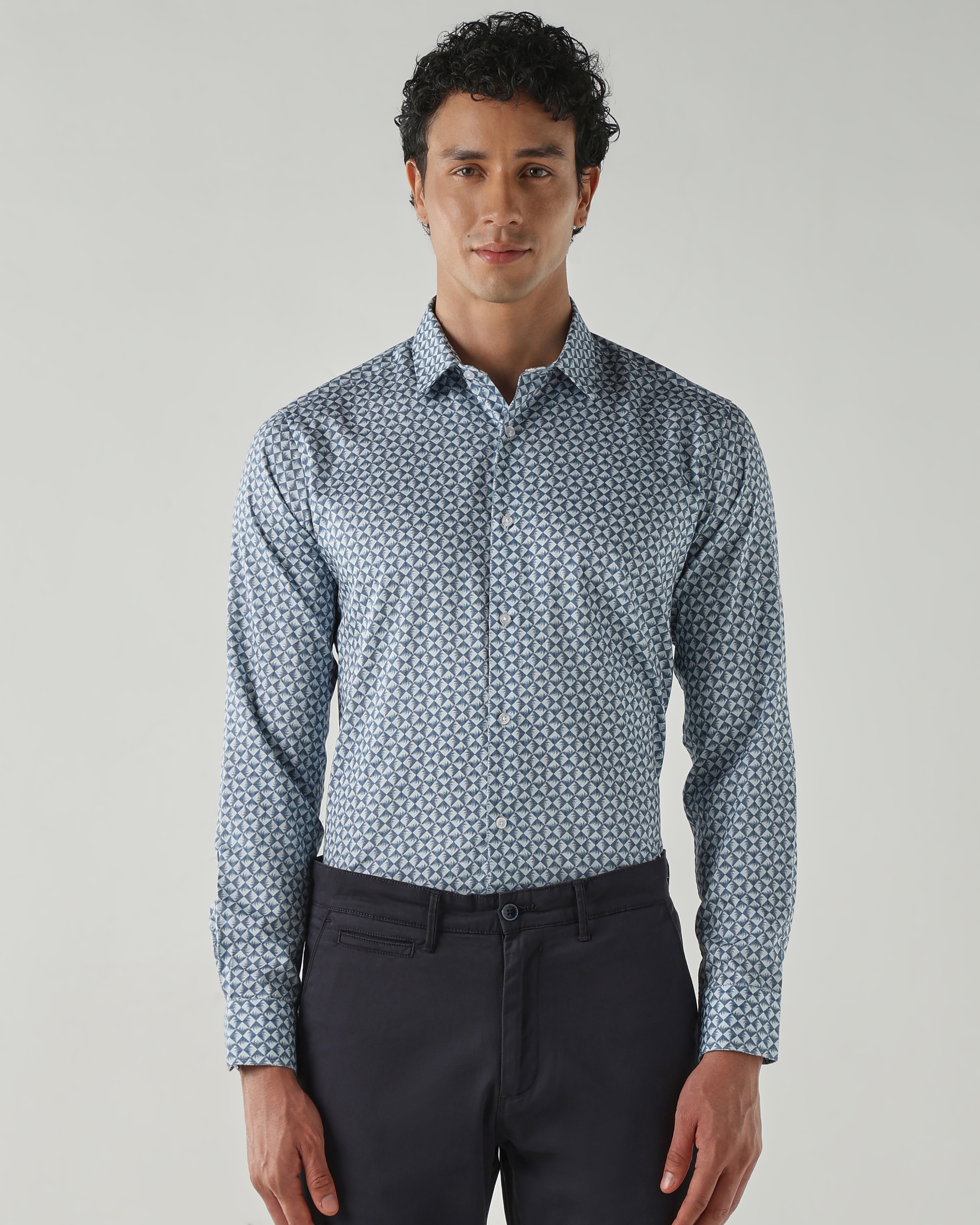Men Slim Fit Shirts Sky Blue