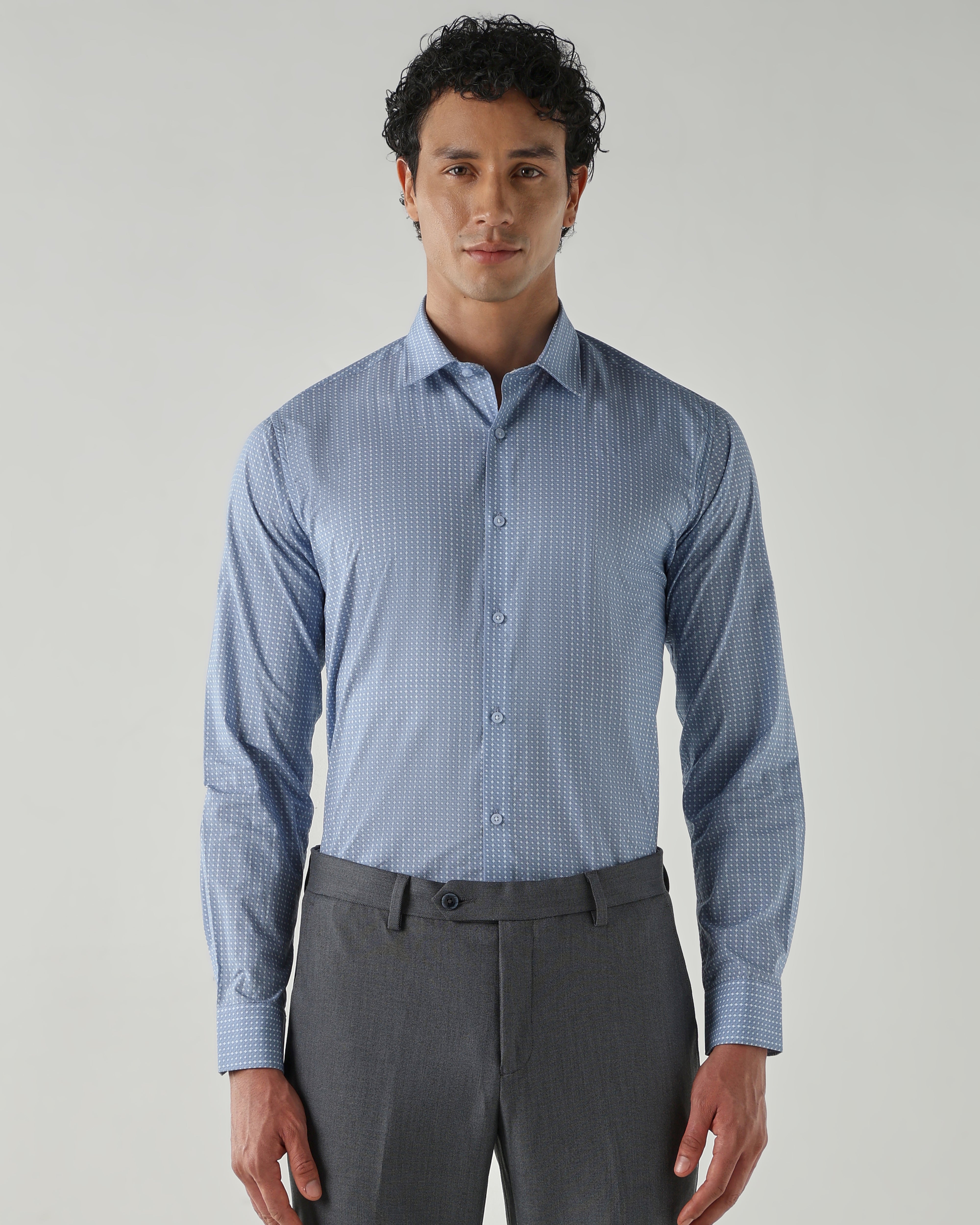 Men Slim Fit Shirts Blue