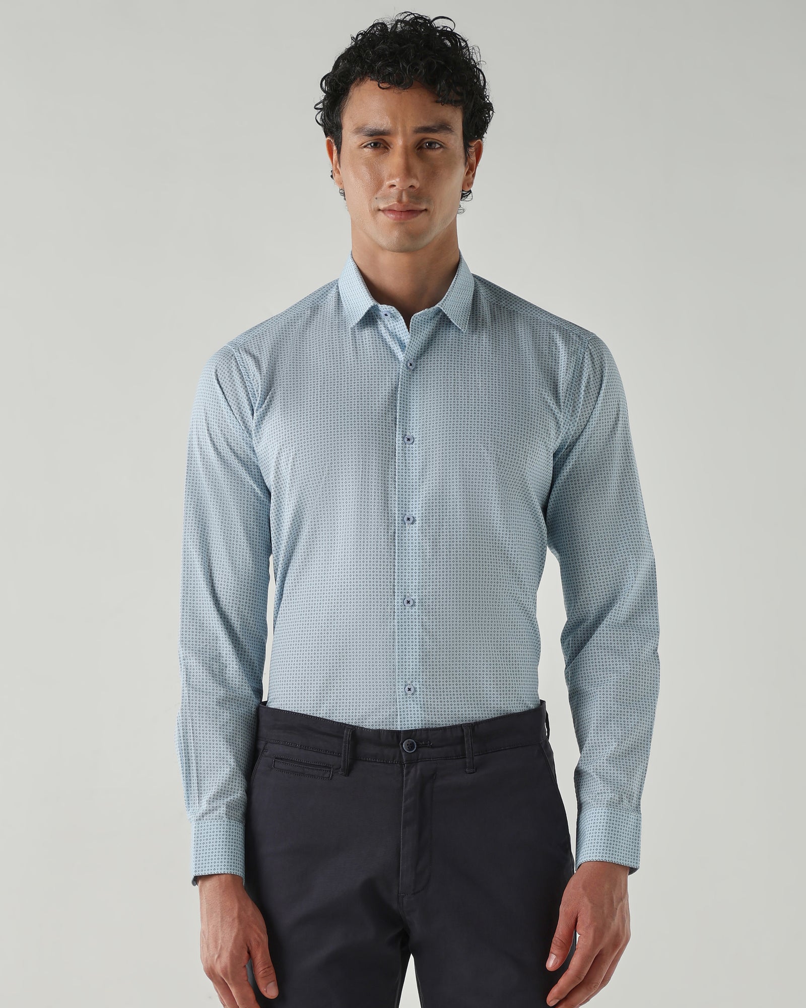 Men Slim Fit Shirts Sky Blue