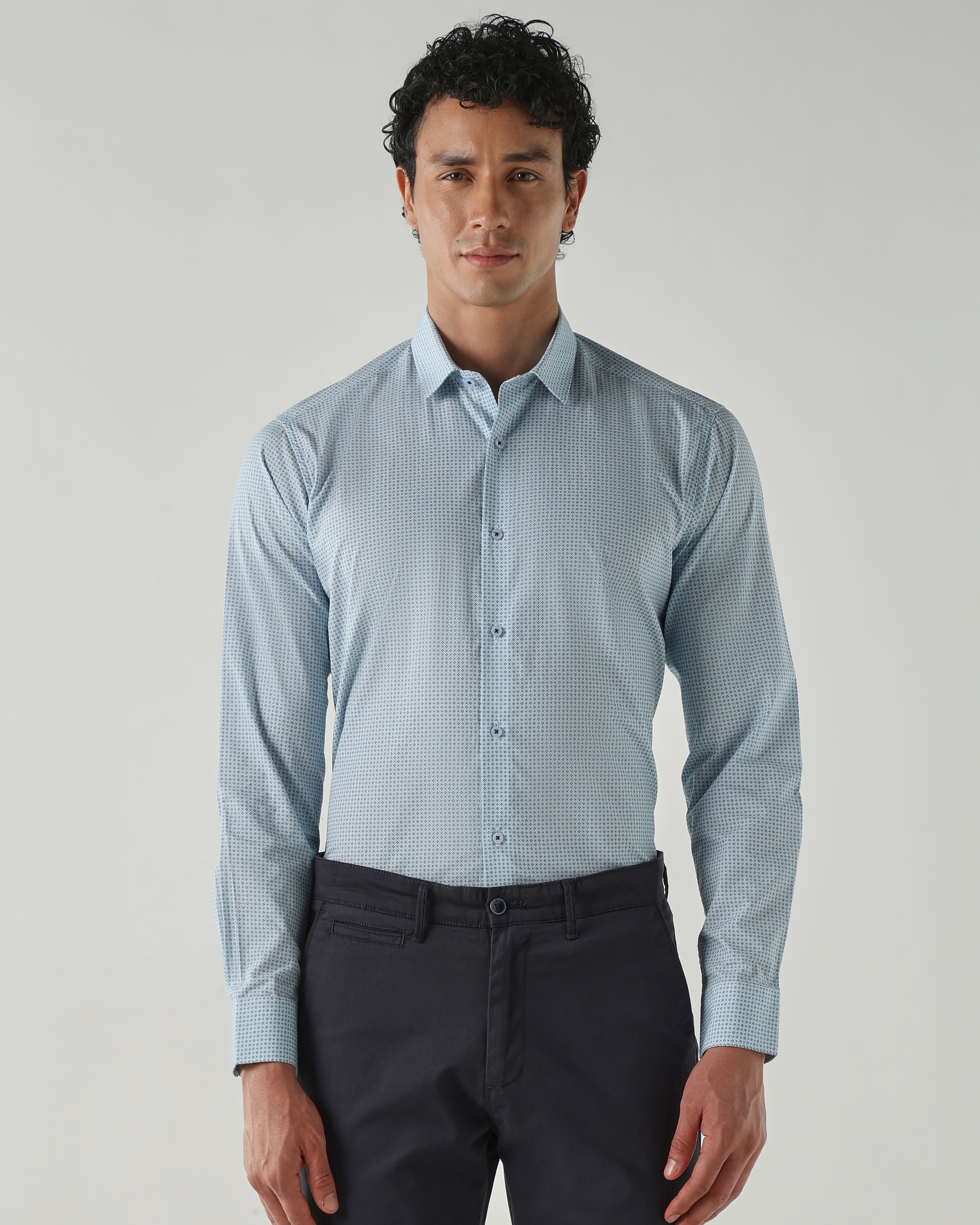 Men Slim Fit Shirts Sky Blue