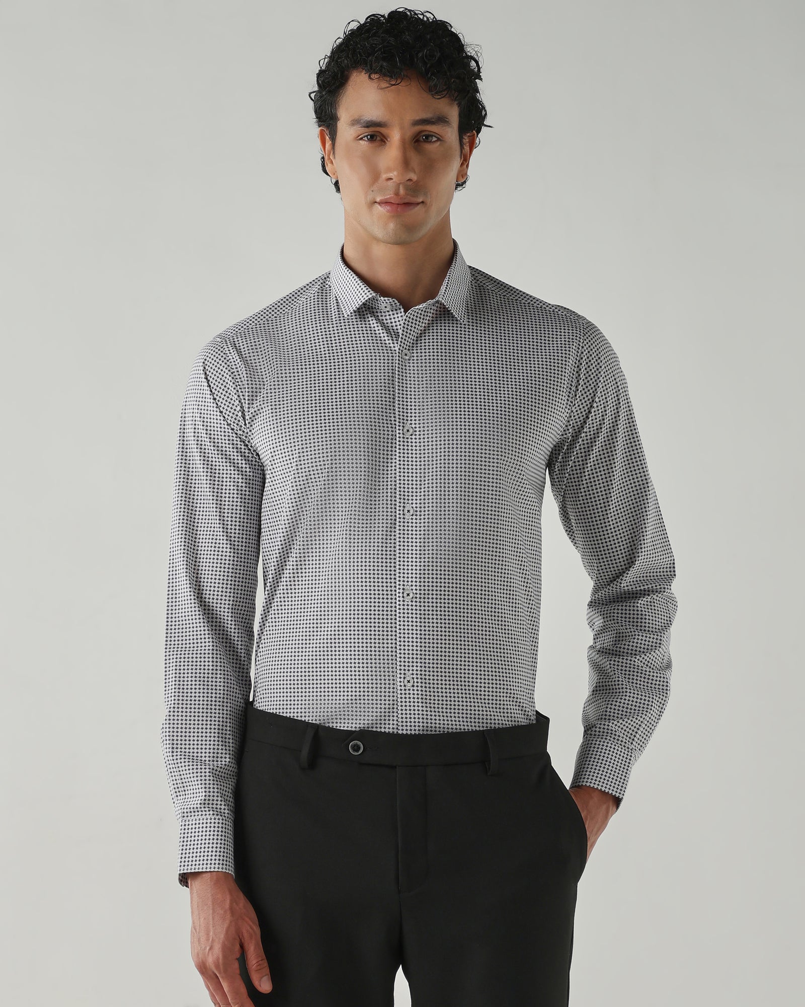 Men Slim Fit Shirts Black