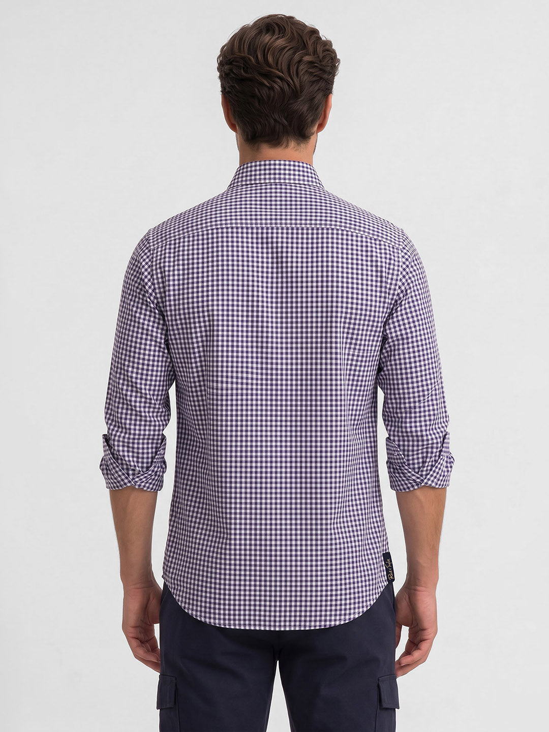 Men's Pure Cotton Checks Regular Fit Full Sleeve Casual Shirt - Purple