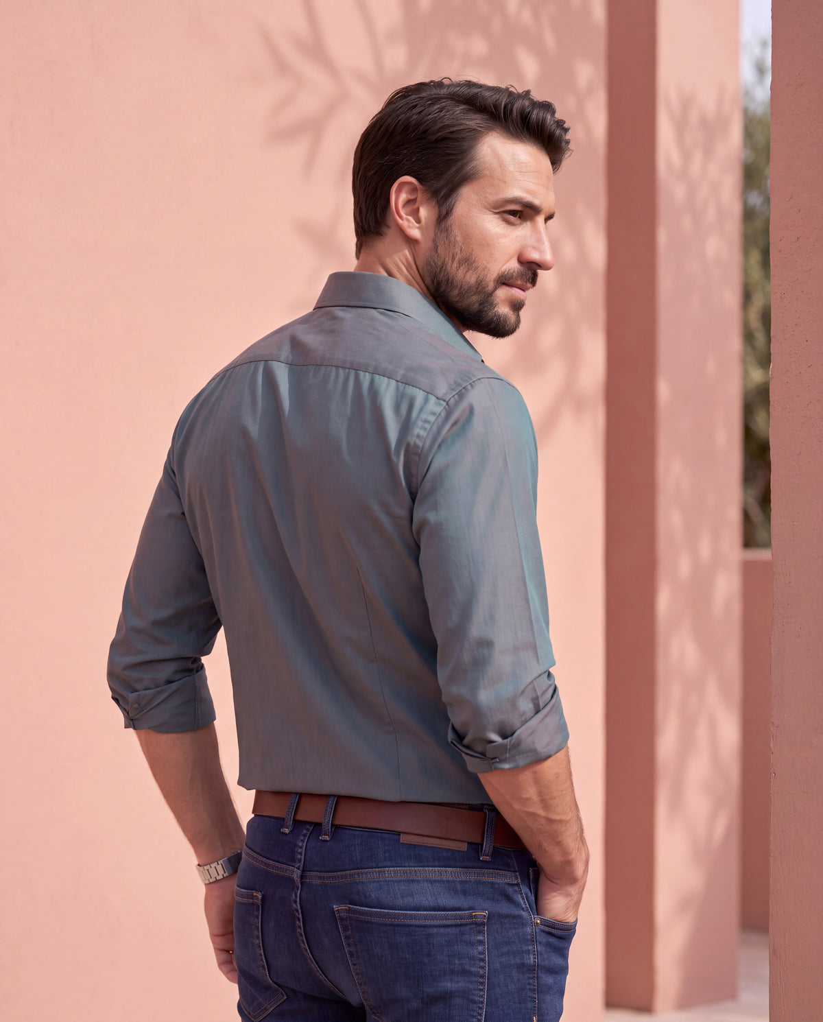 Men's Pure Cotton Solid Slim Fit Full Sleeve Formal Shirt - Grey