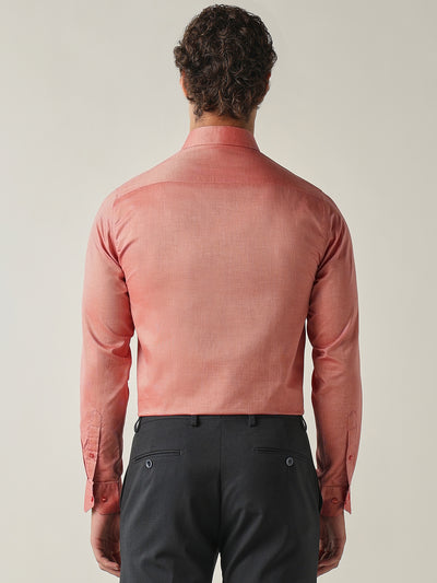 Men's Pure Cotton Solid Slim Fit Full Sleeve Formal Shirt - Brick