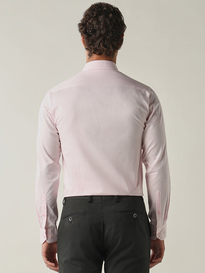 Men's Pure Cotton Solid Slim Fit Full Sleeve Formal Shirt - Pink