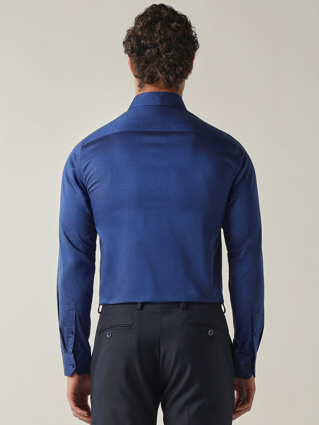 Men's Pure Cotton Solid Slim Fit Full Sleeve Formal Shirt - Royal Blue