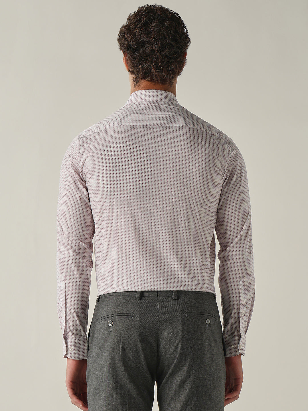 Men's Pure Cotton Printed Slim Fit Full Sleeve Formal Shirt - Pink