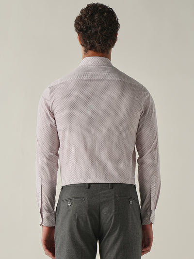 Men's Pure Cotton Printed Slim Fit Full Sleeve Formal Shirt - Pink