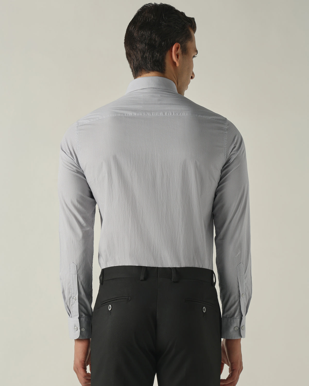 Men's Pure Cotton Print Slim Fit Full Sleeve Formal Shirt - Light Blue