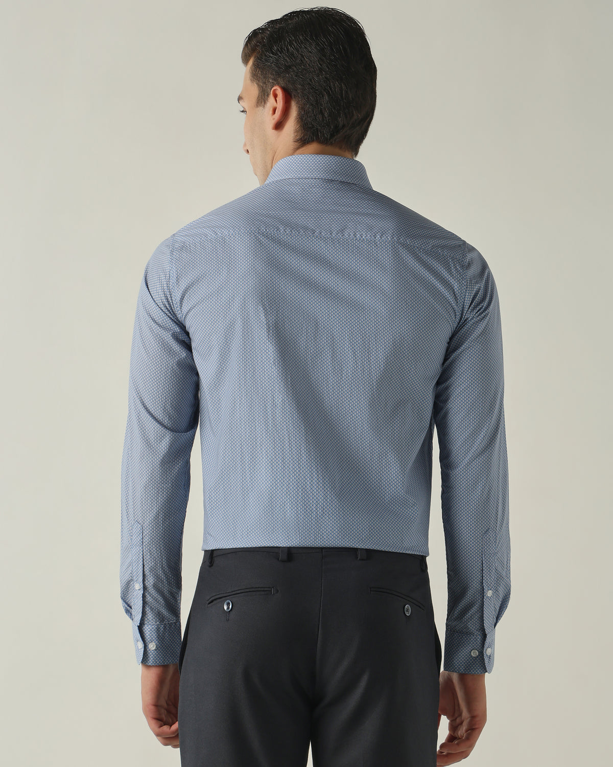 Men's Pure Cotton Print Slim Fit Full Sleeve Formal Shirt - Blue