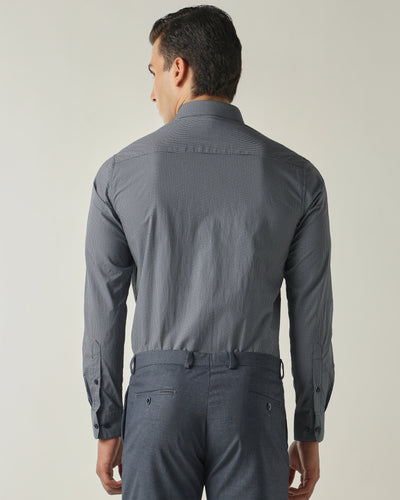 Men's Pure Cotton Print Slim Fit Full Sleeve Formal Shirt - Blue