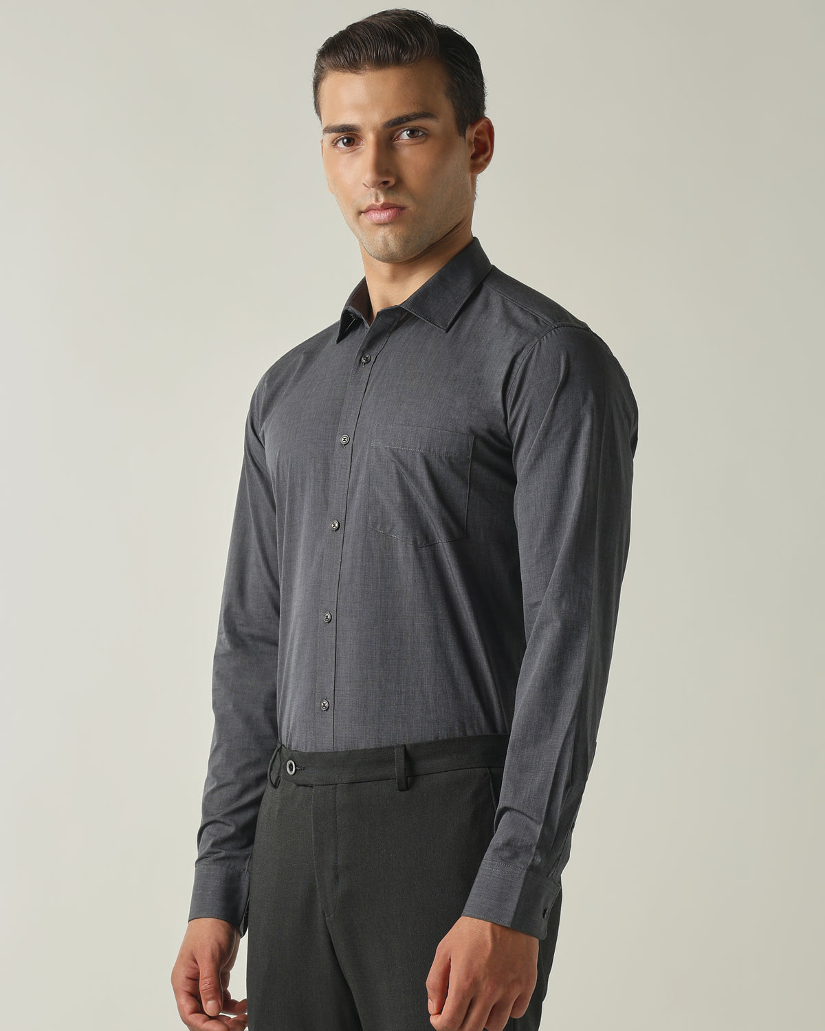 Men's Pure Cotton Fil-A-Fil Slim Fit Full Sleeve Formal Shirt - Black