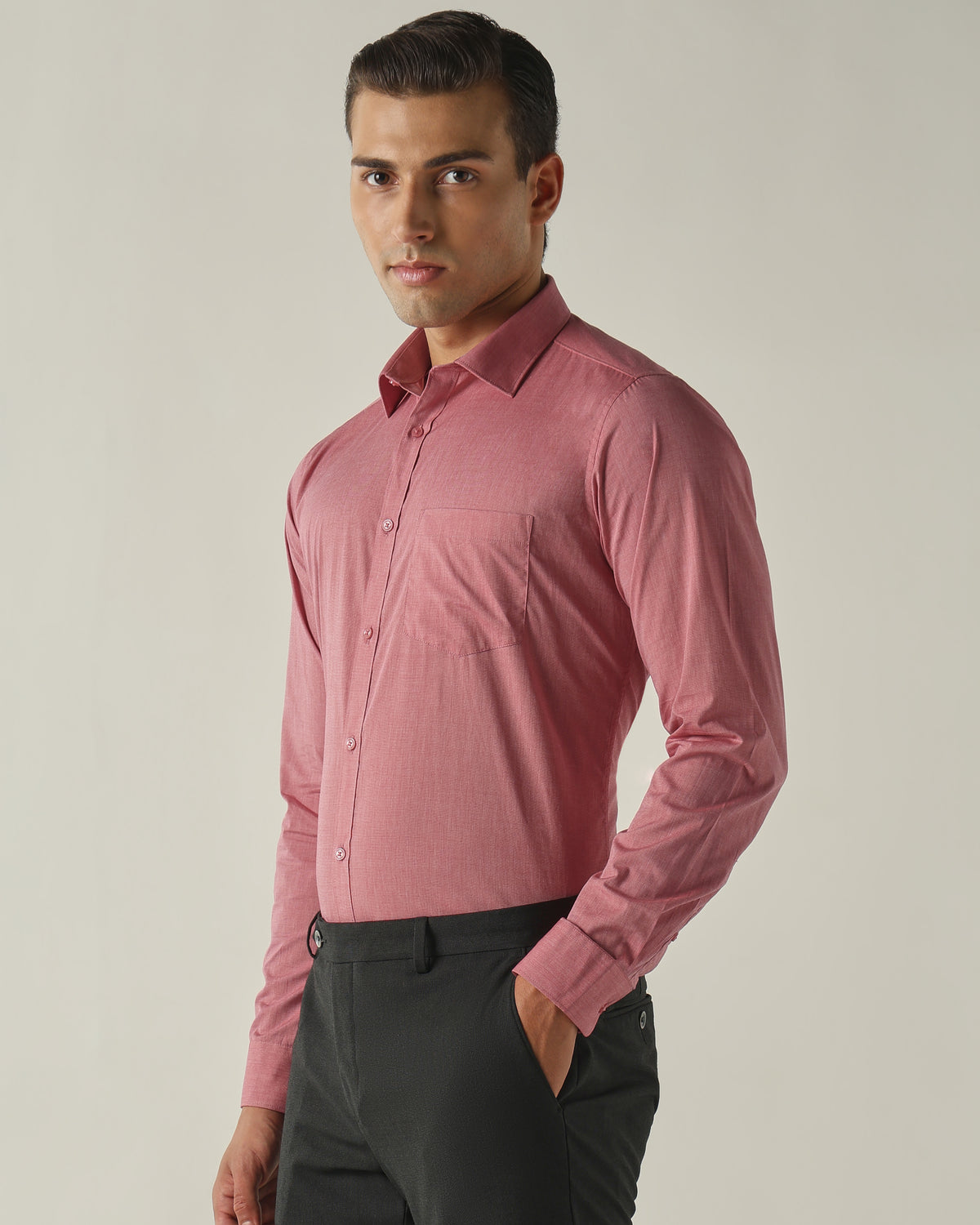 Men's Pure Cotton Fil-A-Fil Slim Fit Full Sleeve Formal Shirt - Red