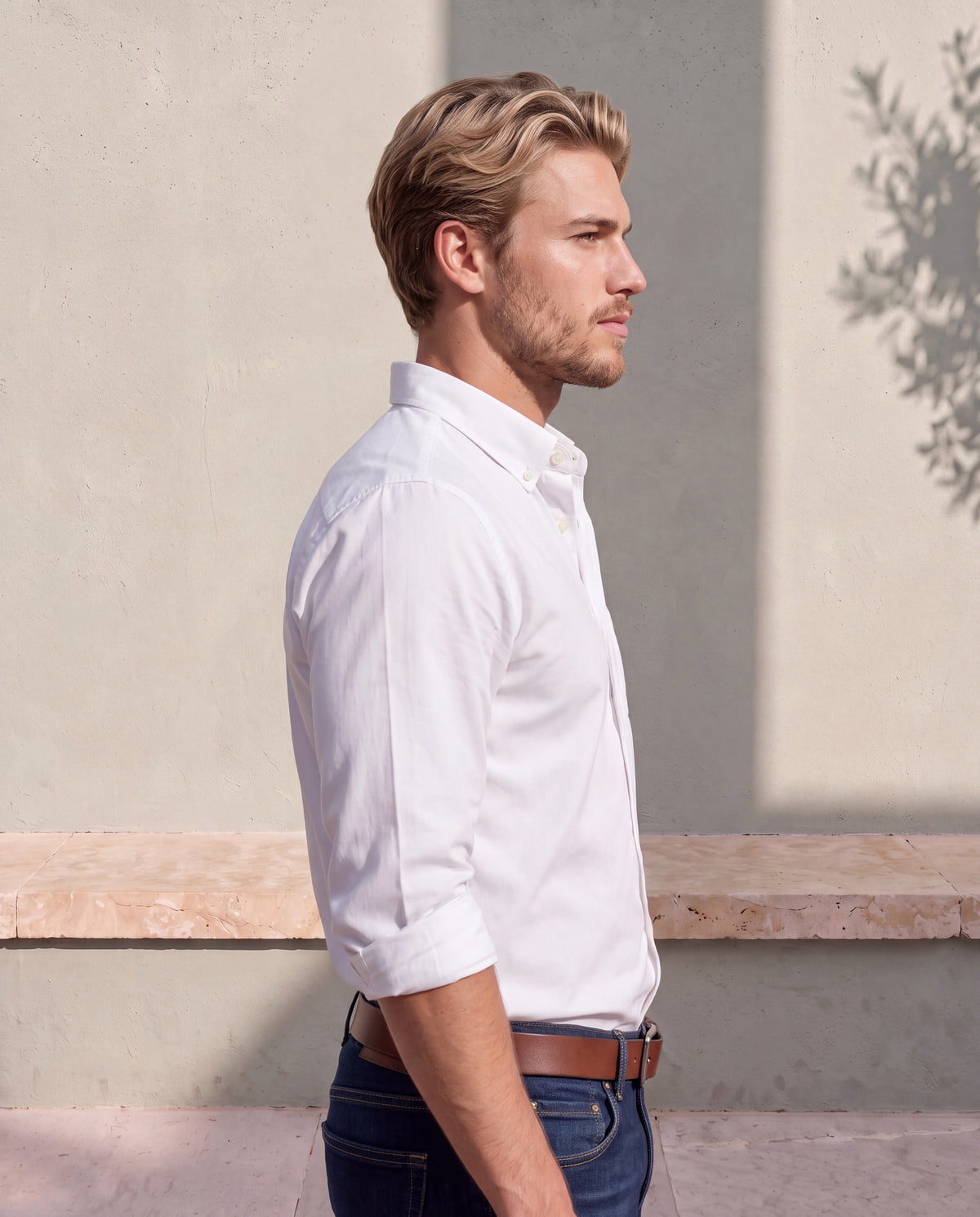 Men's Pure Cotton Solid Slim Fit Full Sleeve Casual Shirt - White