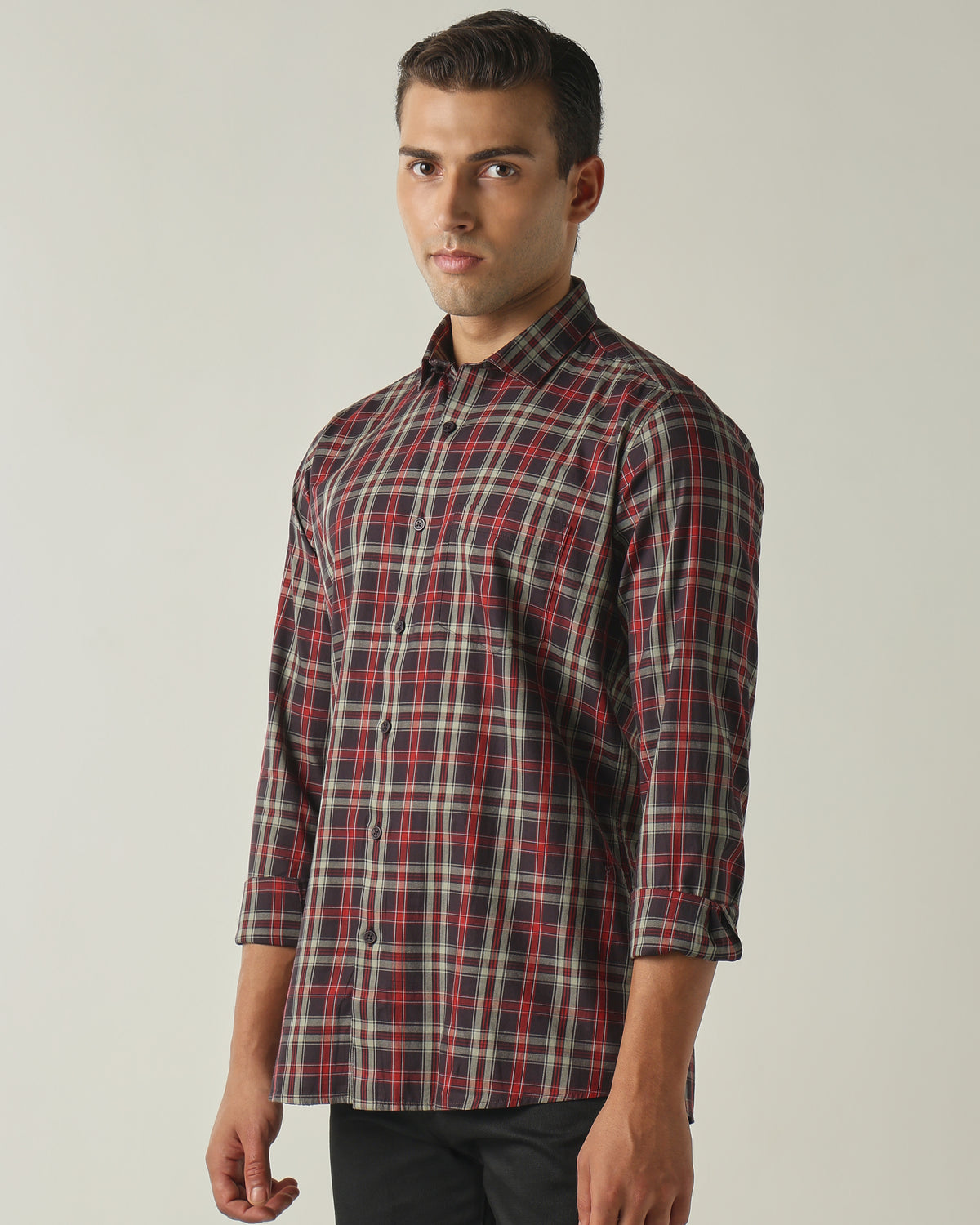 Men's Pure Cotton Checks Slim Fit Full Sleeve Casual Shirt - Blue