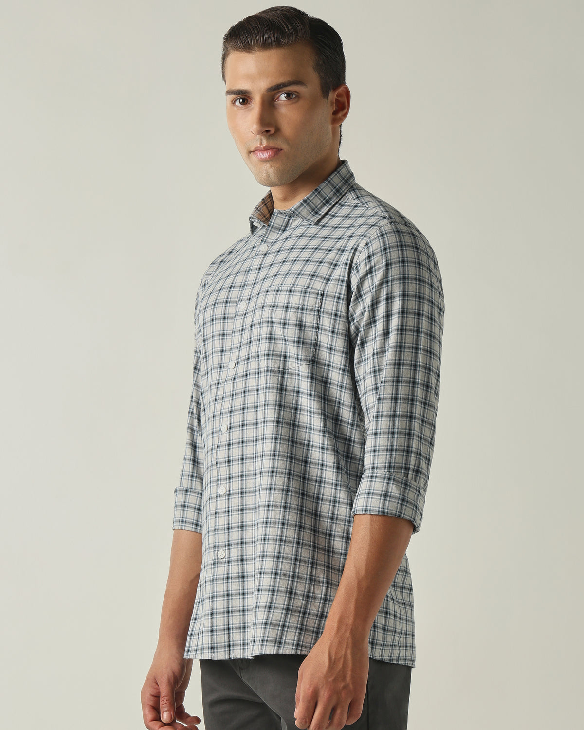 Men's Pure Cotton Checks Slim Fit Full Sleeve Casual Shirt - Turquoise