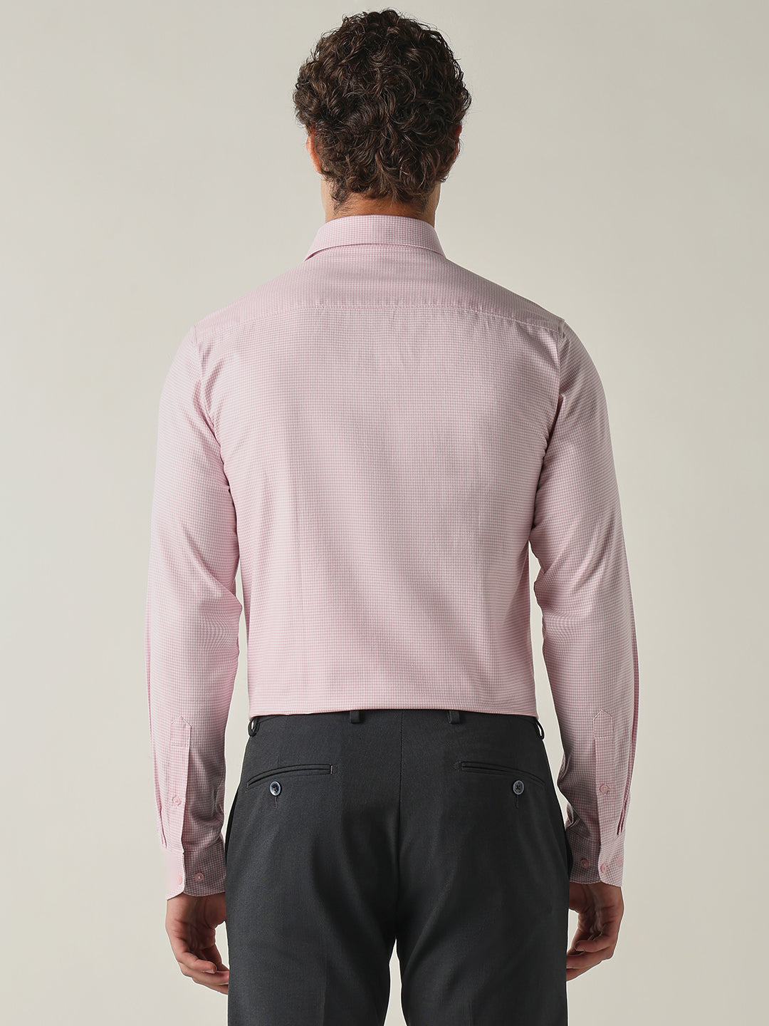 Men's Pure Cotton Dobby Solid Slim Fit Full Sleeve Formal Shirt - Pink