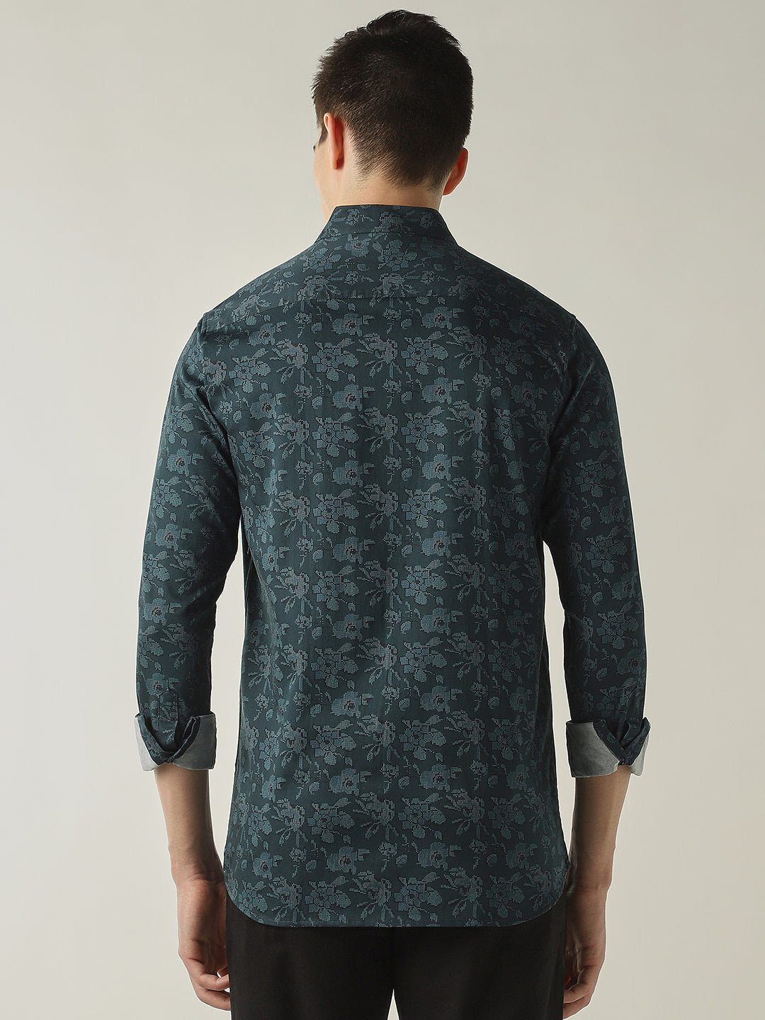 Men's Pure Cotton Printed Slim Fit Full Sleeve Casual Shirt - Tangerine