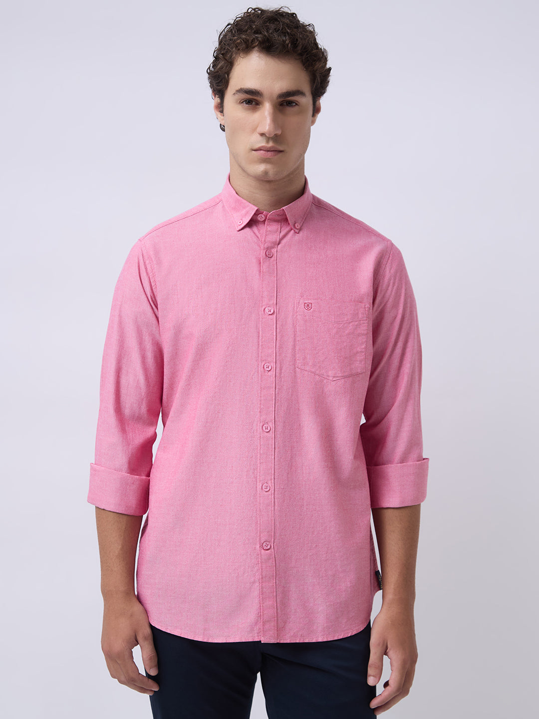 Men's Pure Cotton Oxford Solid Slim Fit Full Sleeve Casual Shirt - Maroon