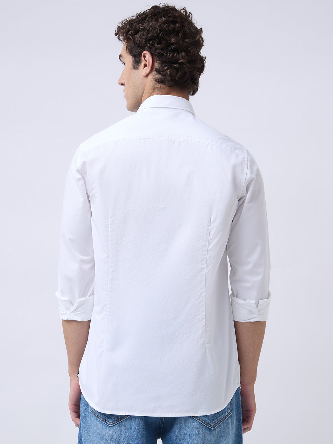 Men's Pure Cotton Solid Regular Fit Full Sleeve Casual Shirt - White