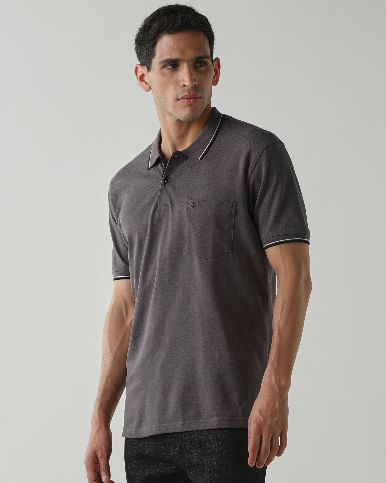 Topwear Premium Pique Knit Fabric T-Shirts – Dark Grey